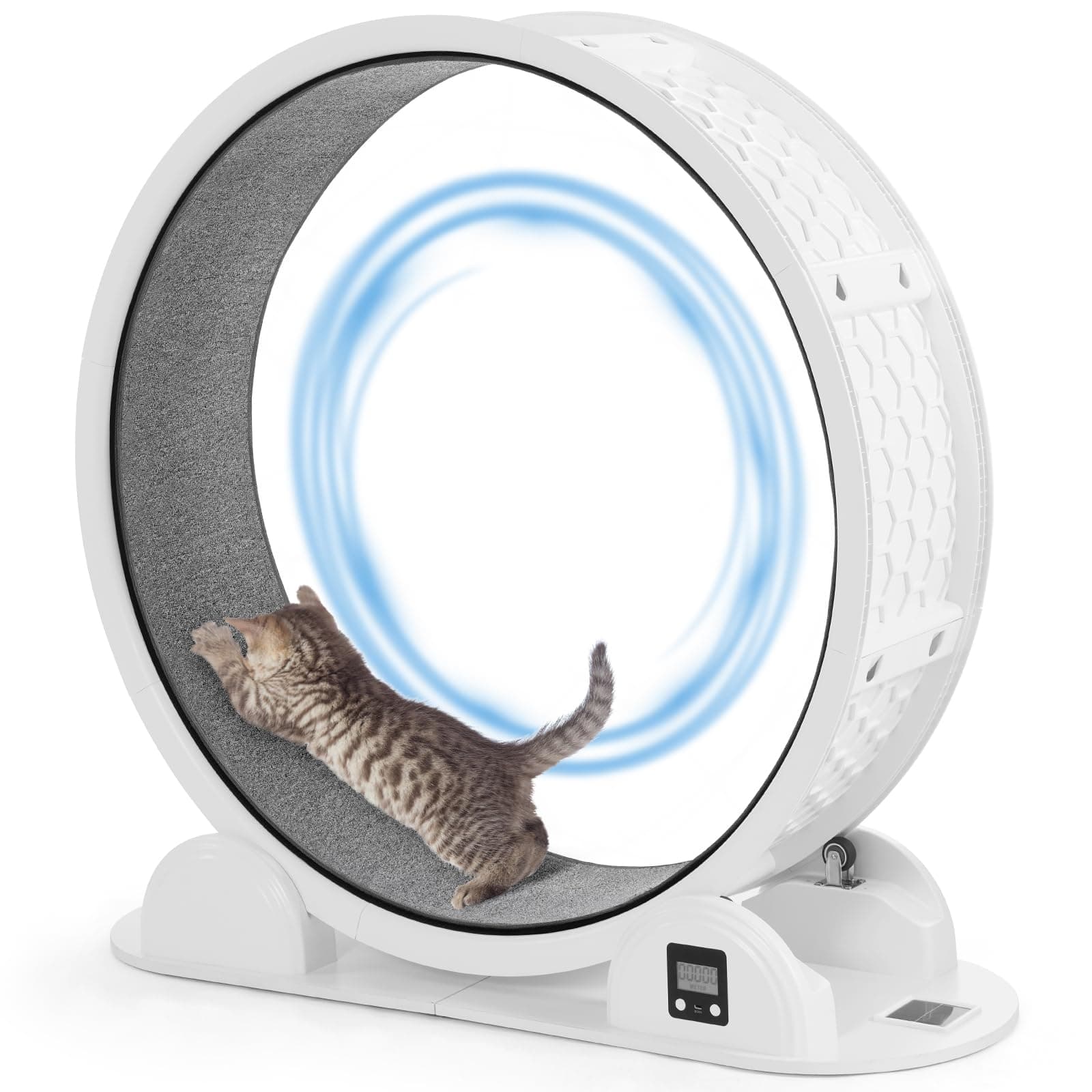 Cat Exercise Wheel with Pedometer, 10 Minutes Fast and Easy Installation, 41” Large Cat Wheel Treadmill Running Fitness Workout Wheels for Indoor Cats