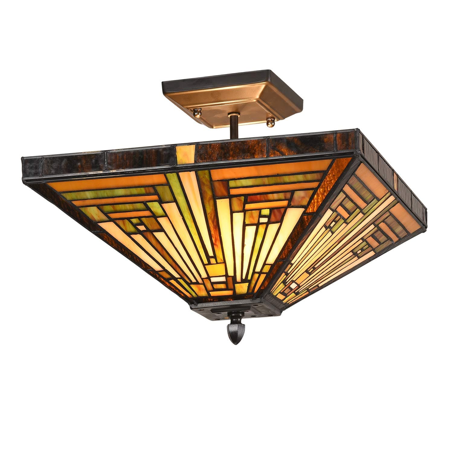 Capulina Tiffany CL148801SF 14" Antique Stained Glass Ceiling Light