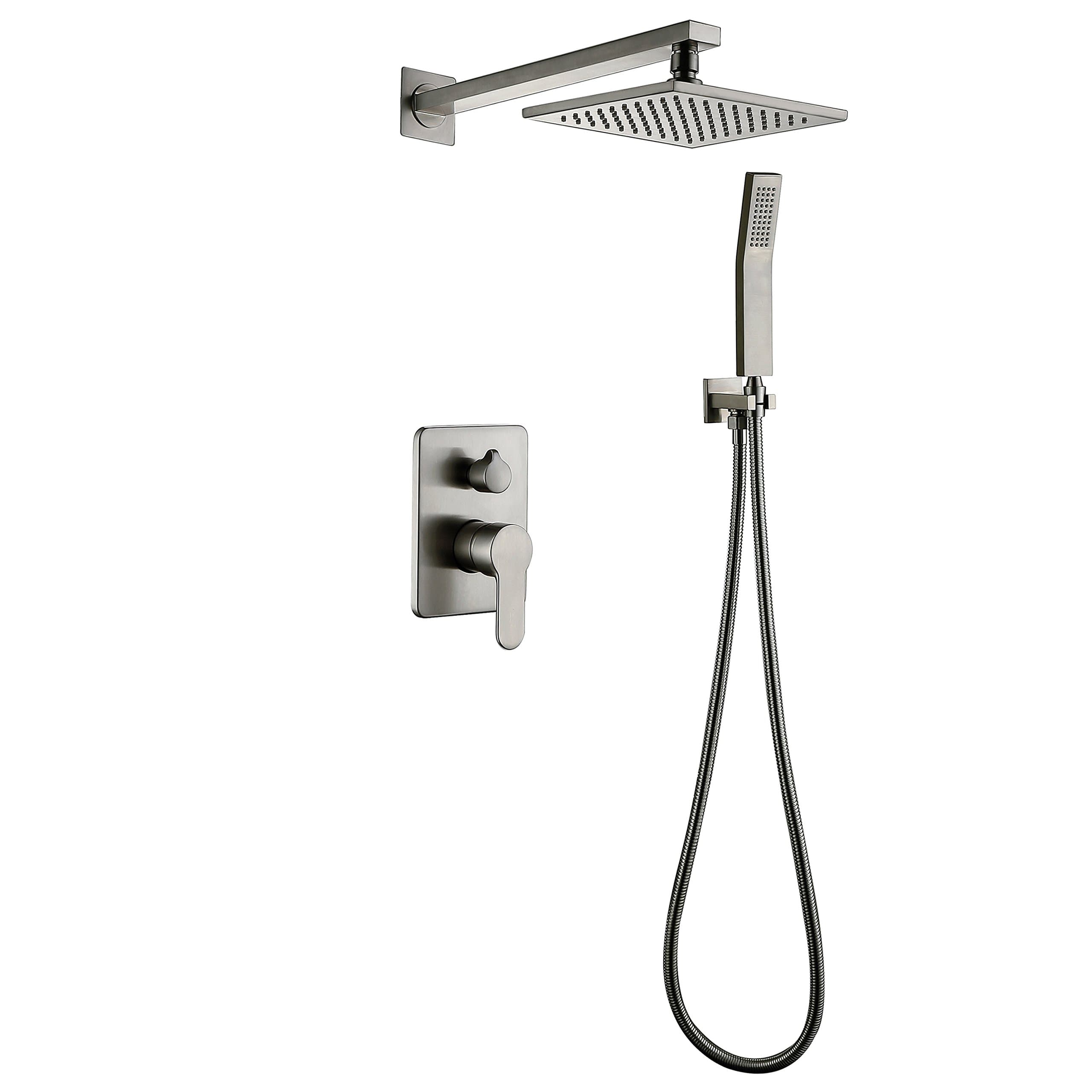 All Metal Brushed Nickel Shower Faucet Strong Large Flow Of The Water Valve Included