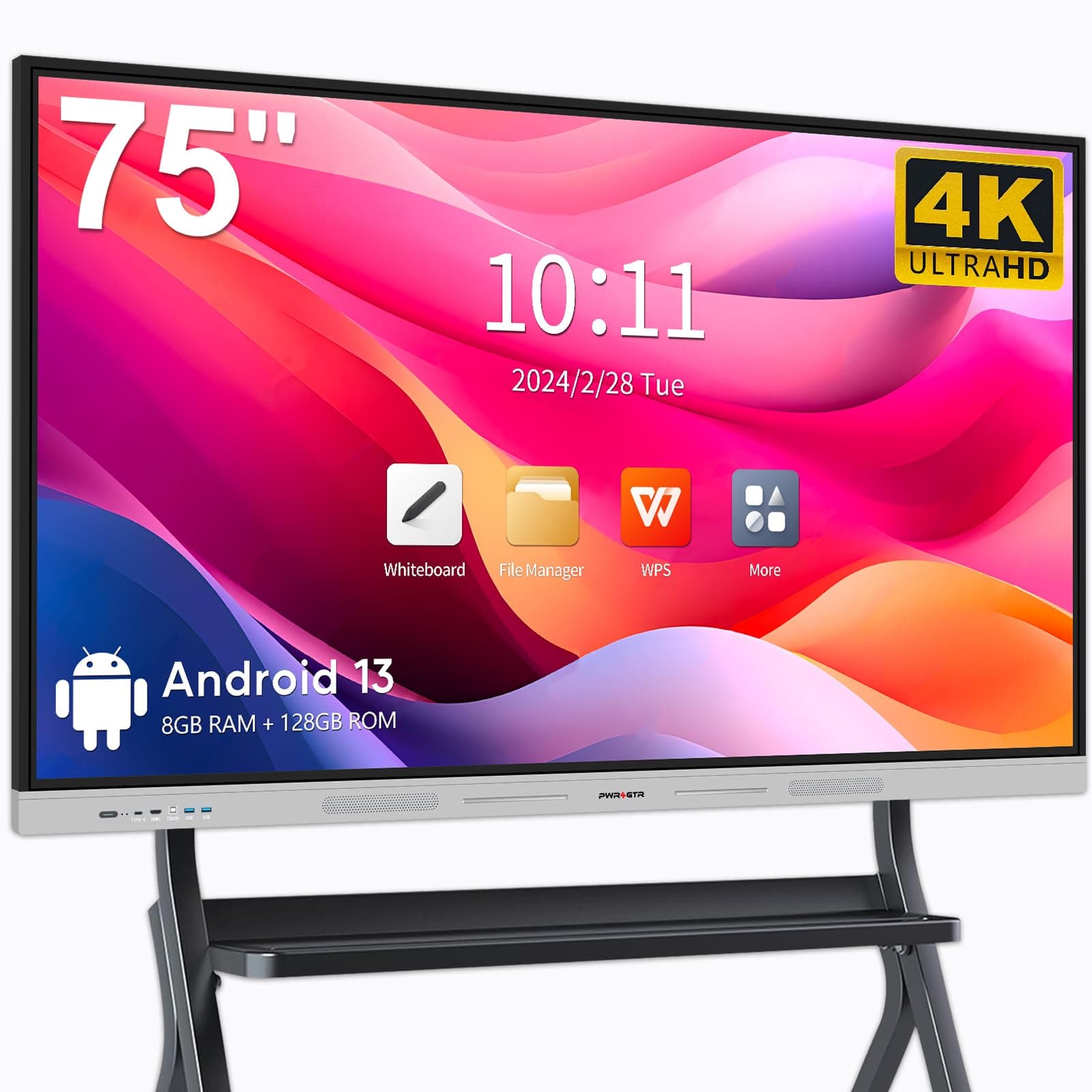 Smart Board | 75" Interactive Whiteboard | 4K UHD | Android 13 | 8+128GB | Digital Whiteboard, Electronic White Board for Classroom Home Office | Wall Mount Included
