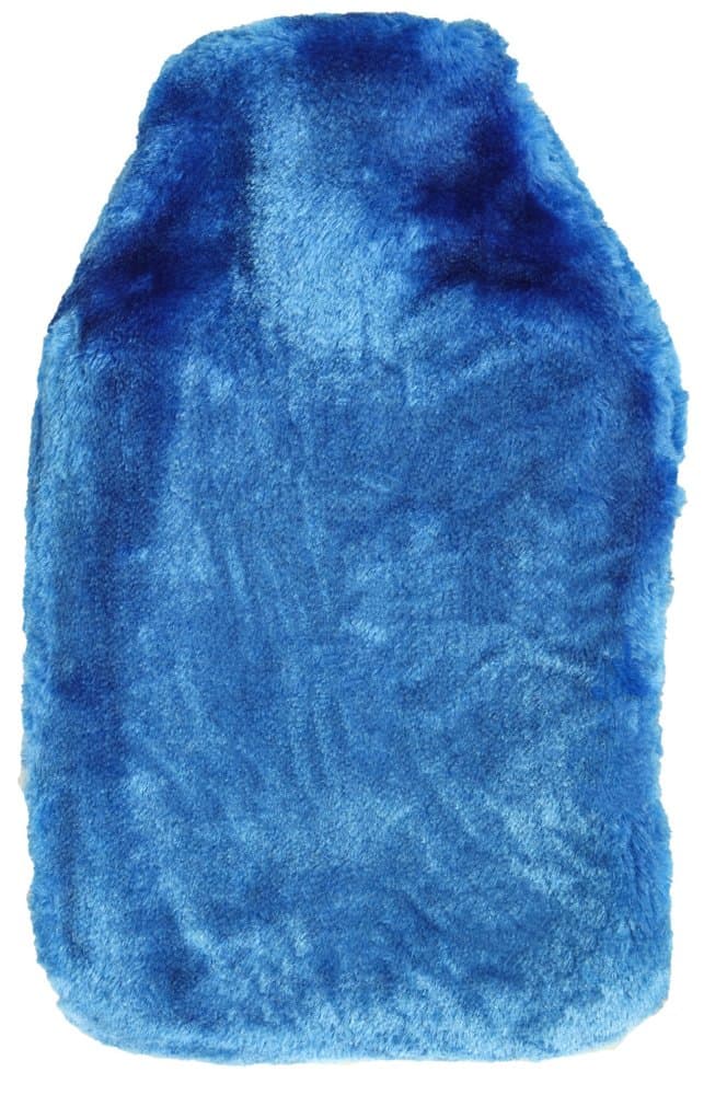 Premium BS Natural Hot Water Bottle with Luxury Soft Fur Cosy Cover - 2 Litre (Blue)