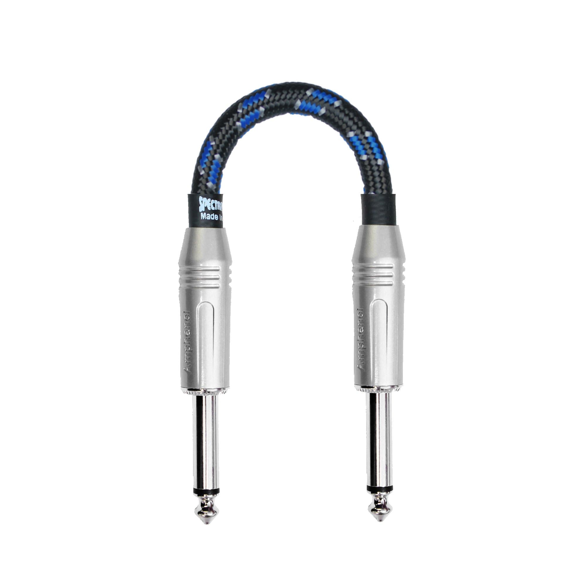 Braided Series Pedal Cable, 9 Inch, Dual Straight Plugs, Blue