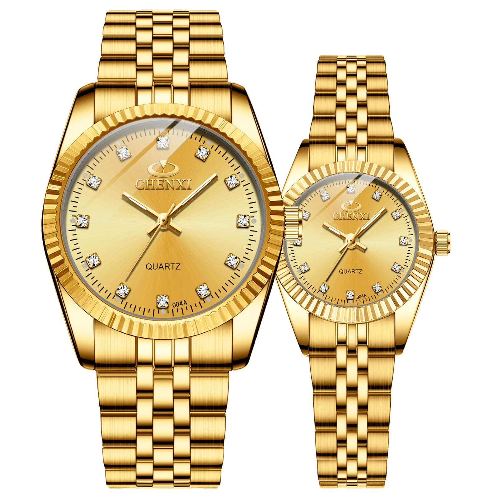 Couple Watches Swiss Brand Golden Watch Men Women Stainless Steel Waterproof Quartz Watch…