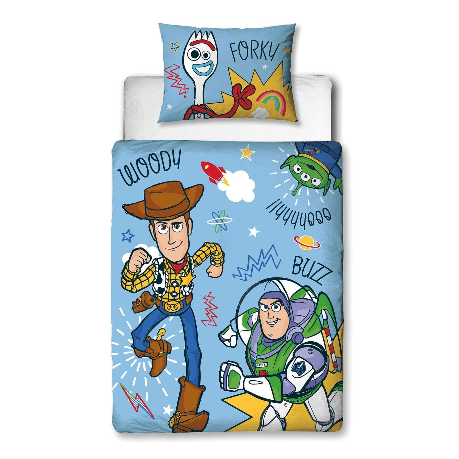 Official Toy Story 4 Junior Toddler Roar Cot Bed Duvet Cover | Woody, Buzz Lightyear & Friends Design | Children’s Kids Bedding Set & Pillowcase