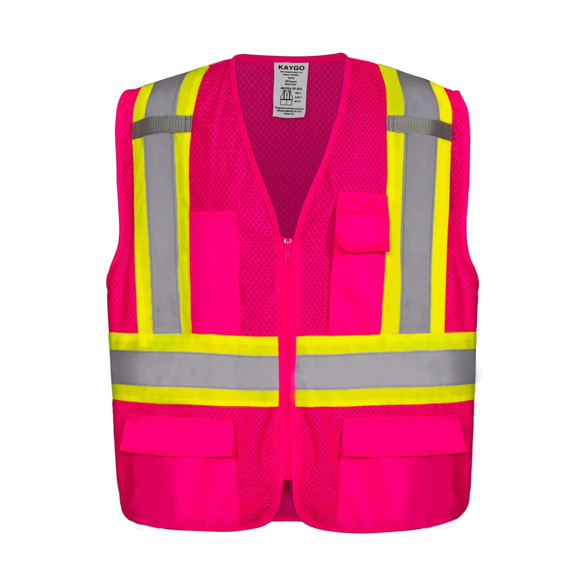 KAYGO Safety Vest with Pockets - High Visibility Reflective Vest ANSI Class 2 Construction Vest