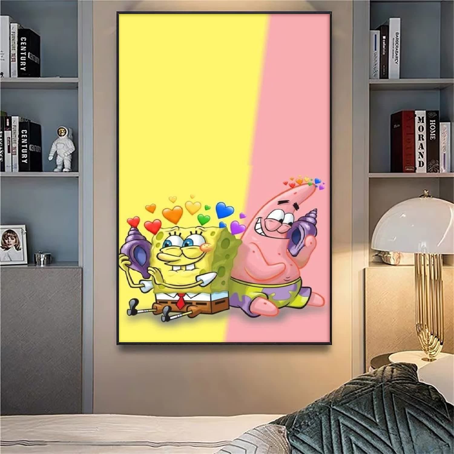 5D Diamond Painting Cute Cartoon Cartoon Character Spongebob (40x60cm) Cross Stitch Kits Handmade Full Drill Resin Diamond,Full Drill Diamond Painting,Cross Stitch Art Craft for Home Decor