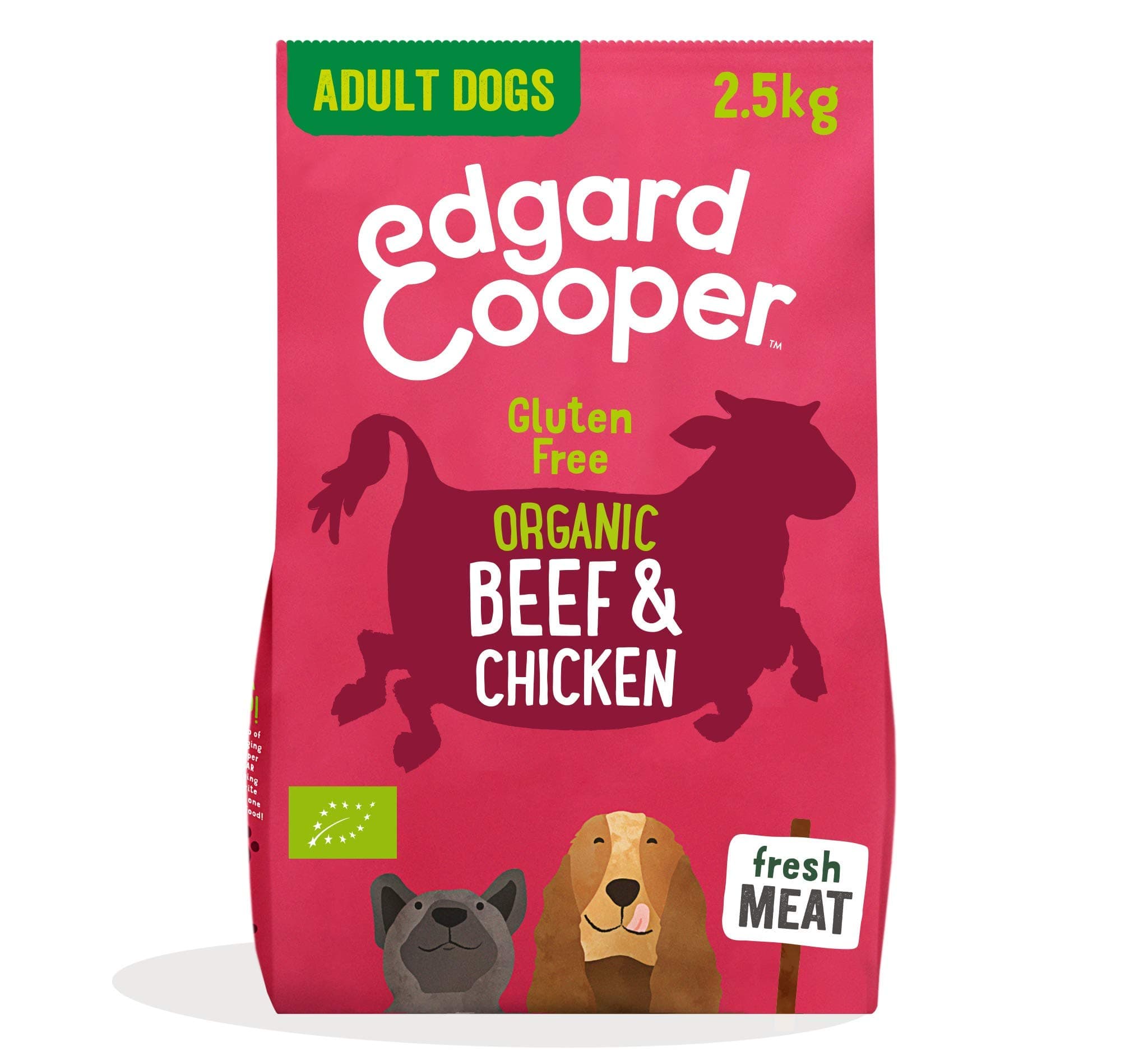 Edgard Cooper Organic Dry Dog Food - (Organic Beef, 2.5kg), Grain & Gluten Free, Joint & Bones Supplement for Dogs, fresh meat, full of essential amino acids for healthy insides