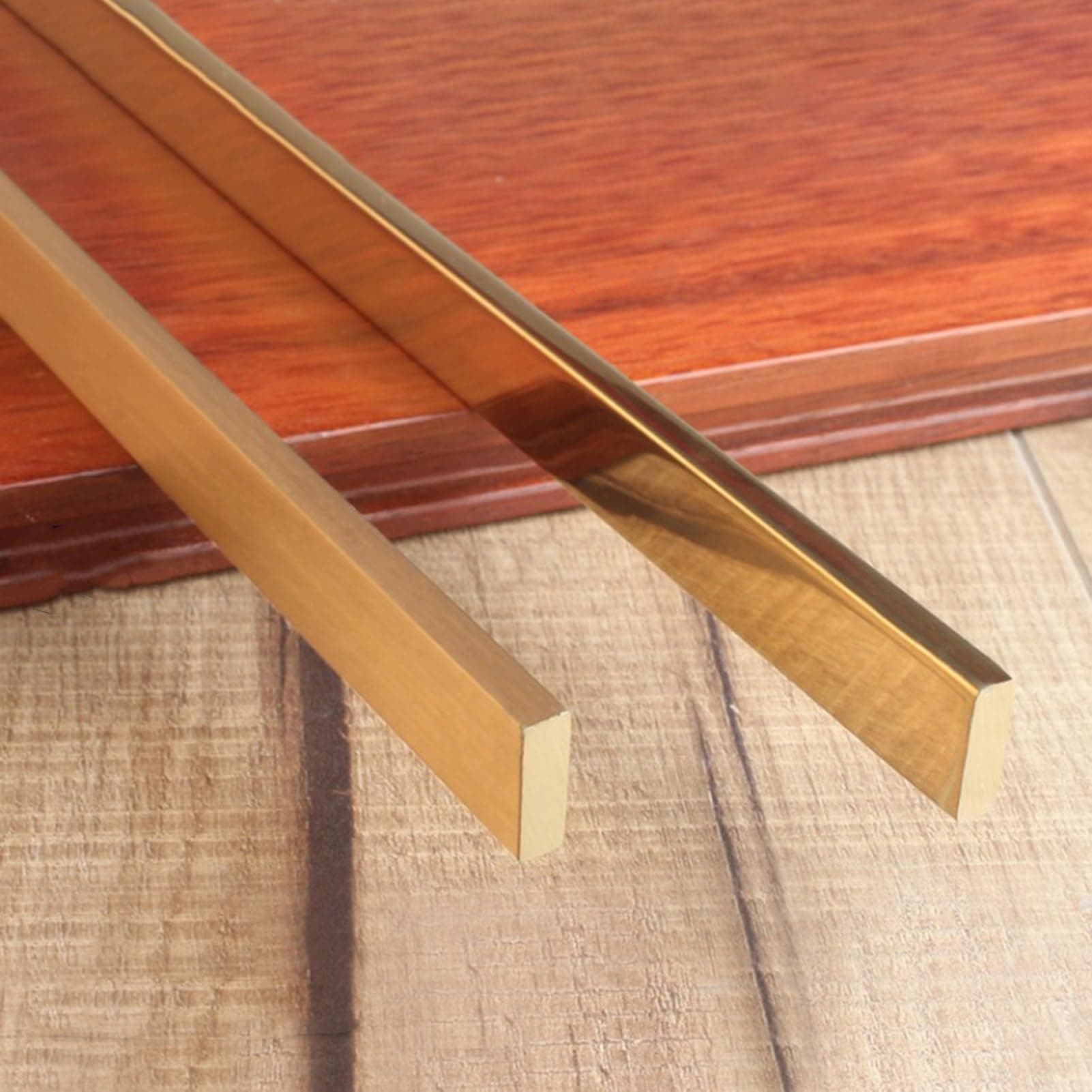 Wood to Tile Flooring Transition Strips, Brass Edging Trim Strip Bars, Polished/Brushed Threshold Transition Strip, Heavy Duty Brass Flooring Strip (Color : Brushed, Size : 5x15mm)