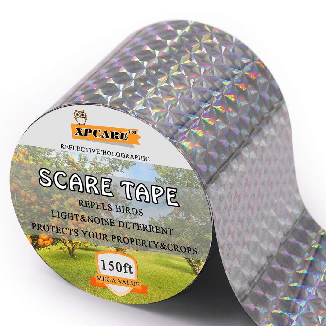 XPCARE Bird Scare Tape Ribbon - 150ft x 2in PET Reflective Tape Keep Wildlife and Property Protected