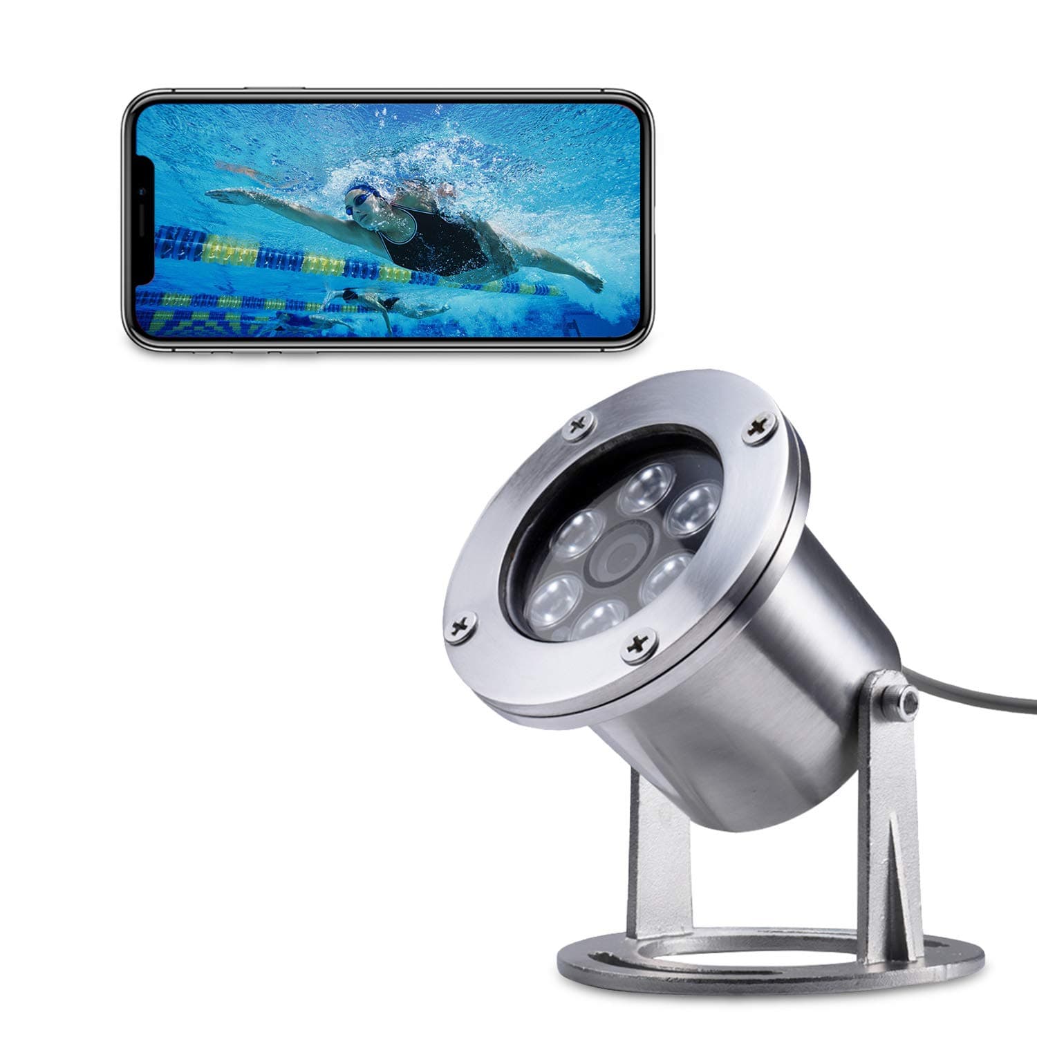 Barlus Underwater Cameras 304 Stainless Steel IP68 2MP POE IP Camera 32Ft Cable Koi Pond Camera