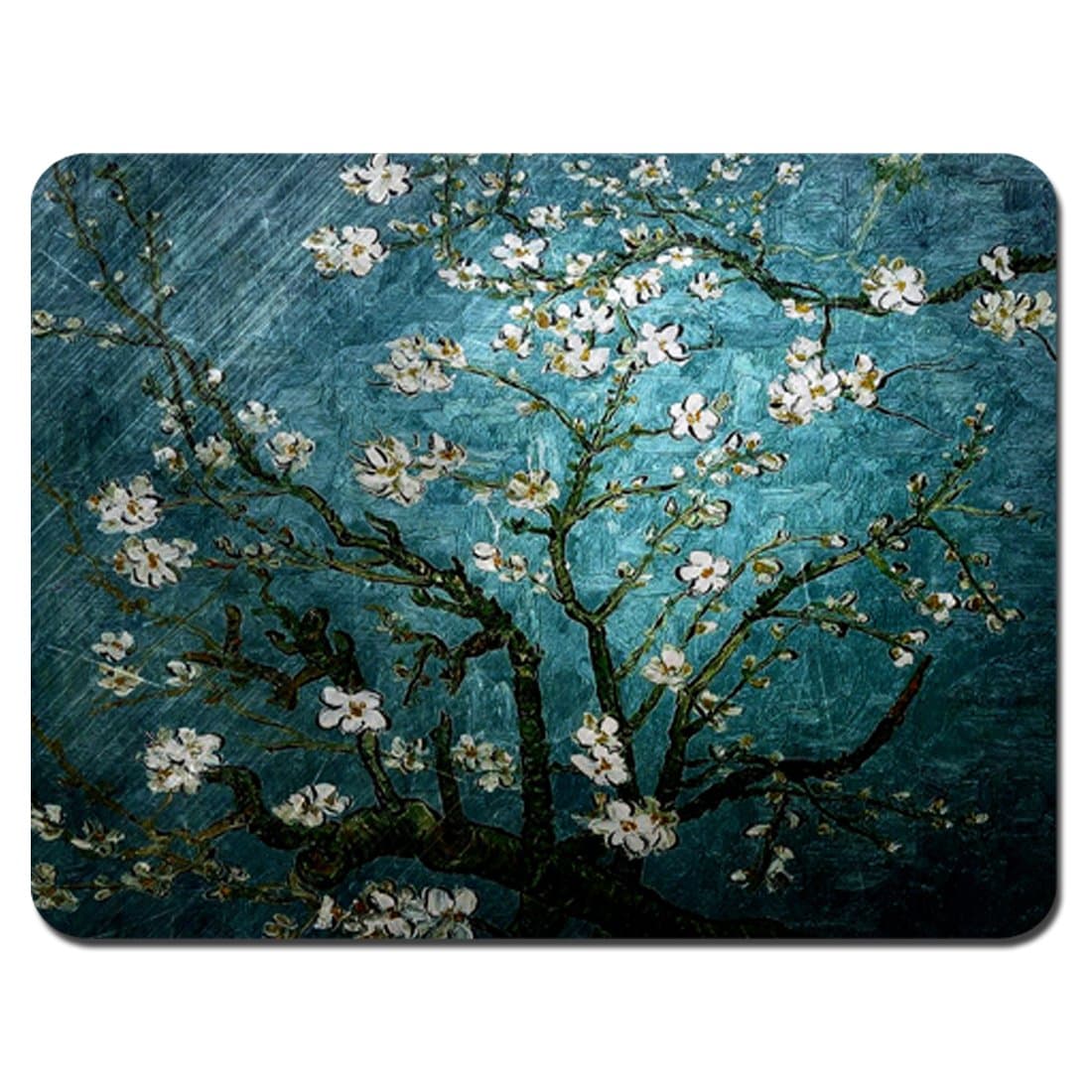 Gaming Mouse Pad - Non-Slip Rubber Base, Smooth Surface for Precise Mouse Control, Ideal for Laptop, Office Use - 9.5 x 7.9 Inch - Almond Blossoming