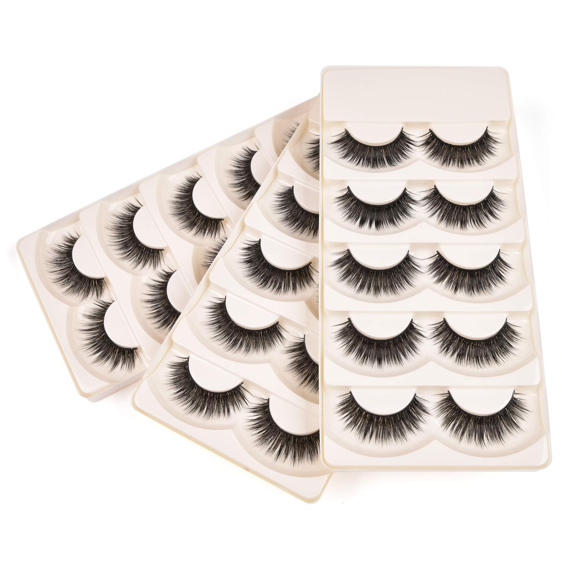 Wleec Beauty Silk Lashes Handmade False Eyelash Pack Natural Strip Lashes #S/F54 (15 Pairs/3 Pack)