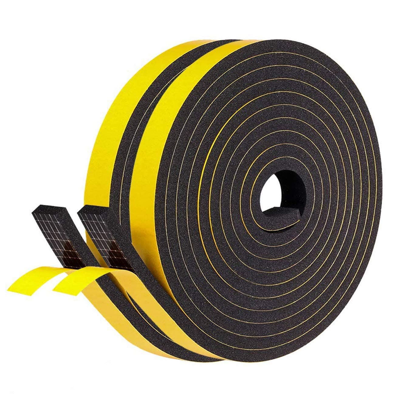 Adhesive Door Weather Stripping - 2 Rolls, 1/2 Inch Wide X 1/4 Inch Thick, Window Insulation High Density Foam Tape Neoprene Rubber Seal Strip, 2 X 13 Ft, Total 26 Feet