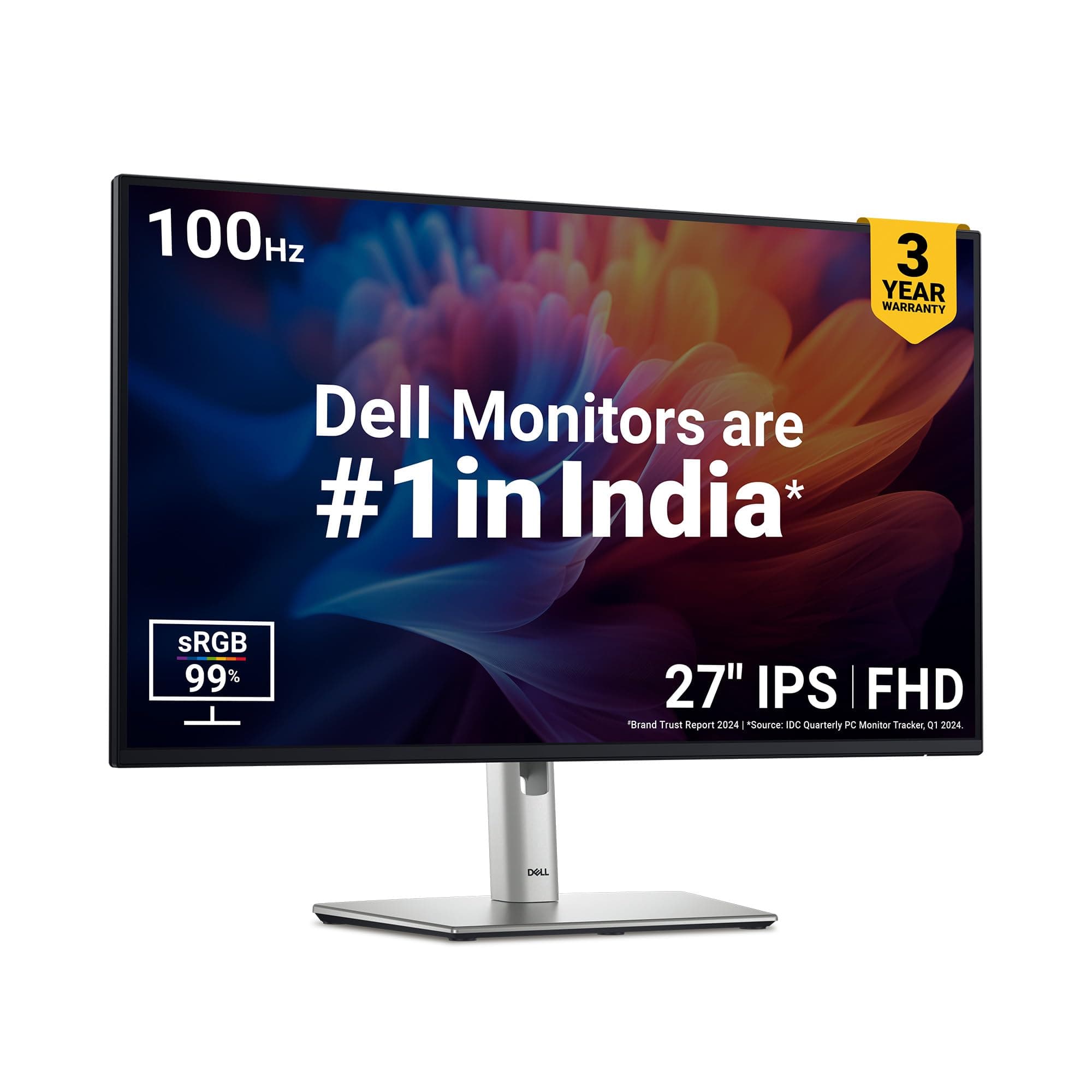 - Dell P2725H 27 Inch FHD IPS Monitor, Anti-Glare, 99% SRGB, 100Hz, 5Ms (Fast), Ports: HDMI(1), DP 1.2, VGA, 3X USB 3.2 Gen1 (A), USB 3.2 Gen1 Type-C [15W PD] | Height Tilt Swivel Pivot