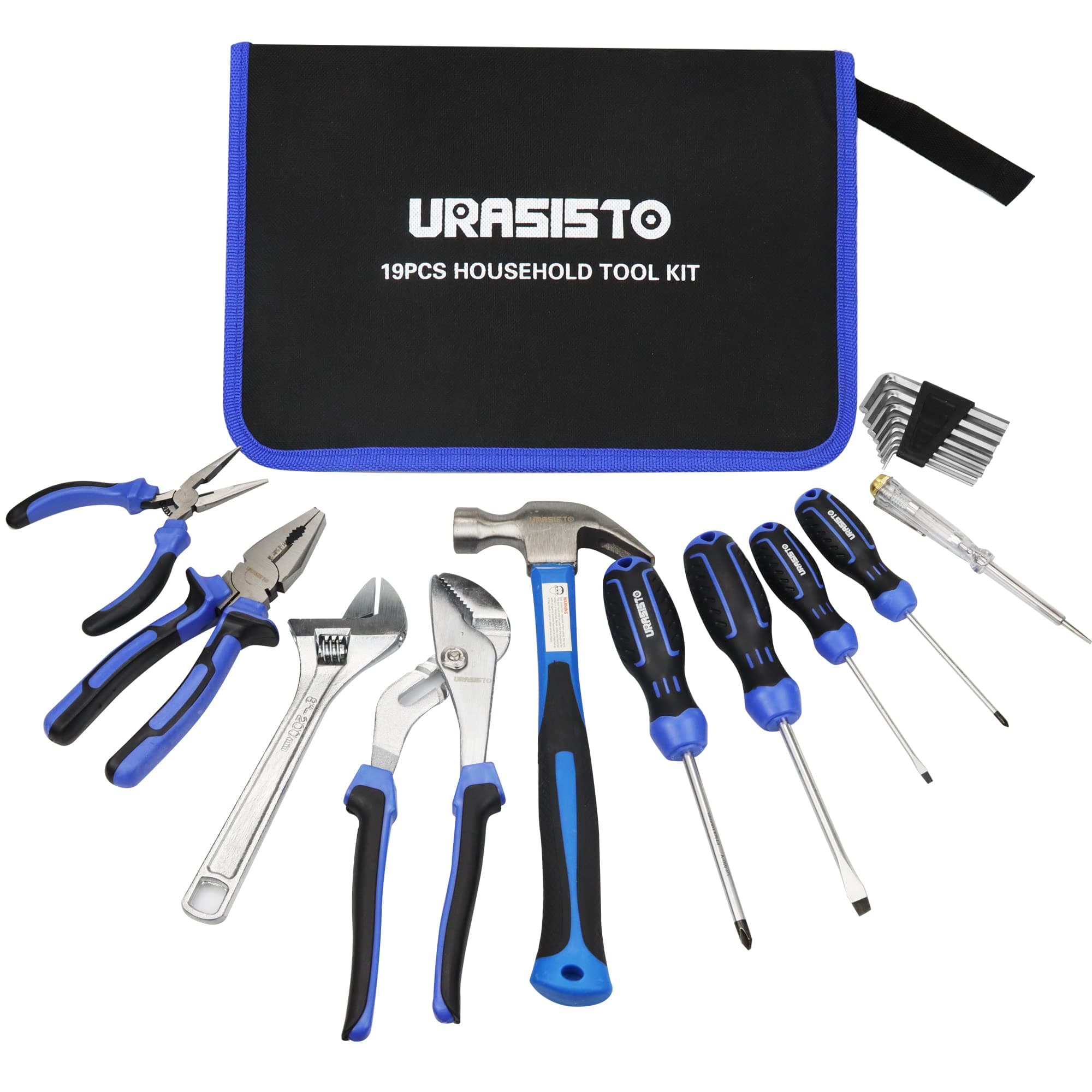 - 19-Piece Home Tool Kit Hand Tool Set with Easy Carrying Pouch Perfect for DIY, Home Maintenance