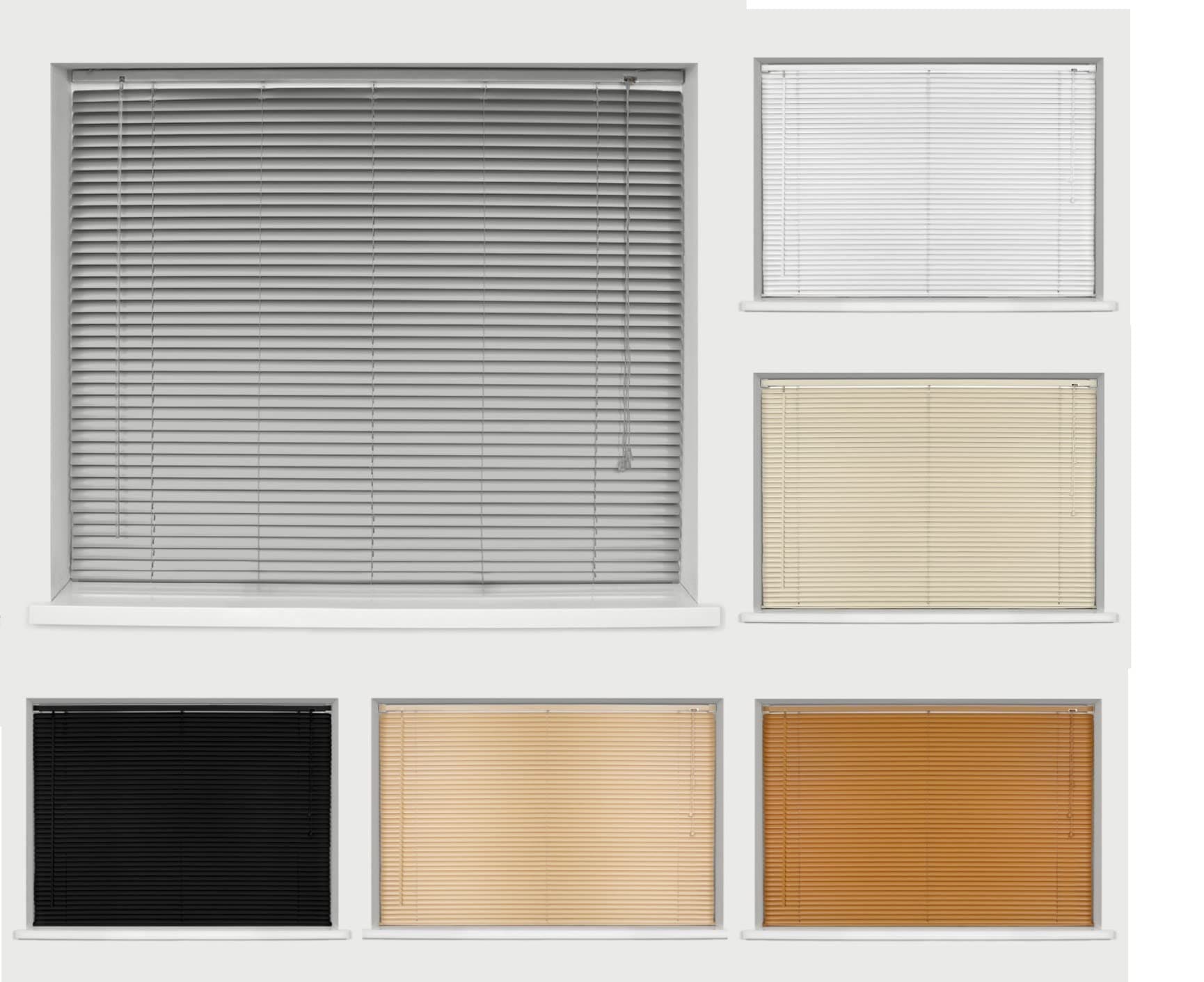 Ruby DealsPVC Window Venetian Blind Blinds Easy Fit Curtains Trimmable Fittings Windows Treatment Shutters Twist Open Close (Grey-PVC, 45cm wide (17.7'') x 150cm)