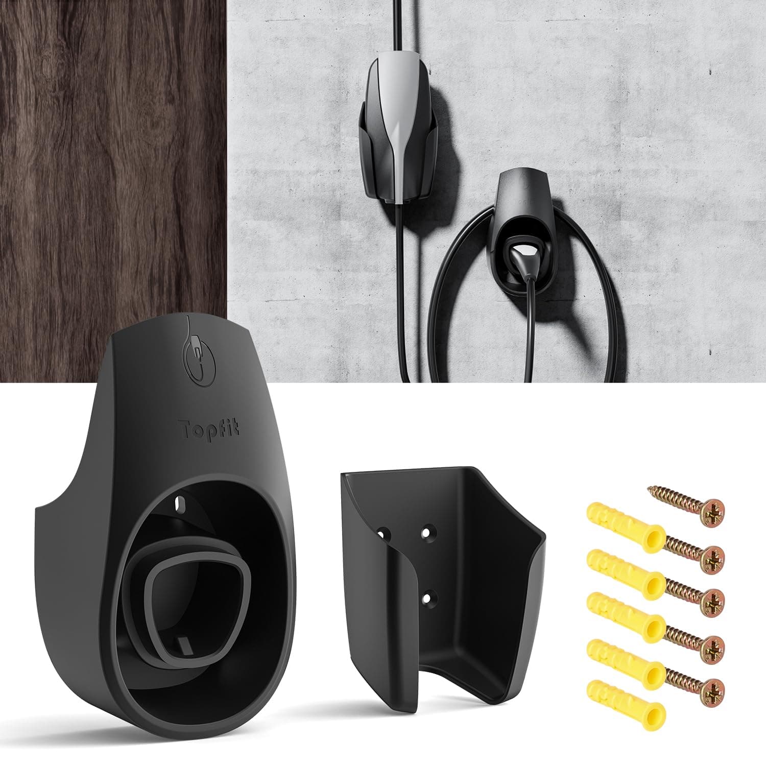 for Tesla Charger Holder Charging Cable Organizer with Charger Slot for Tesla Motors Wall Mount Connector Bracket Adapter Fit for Model 3/Y/S/X