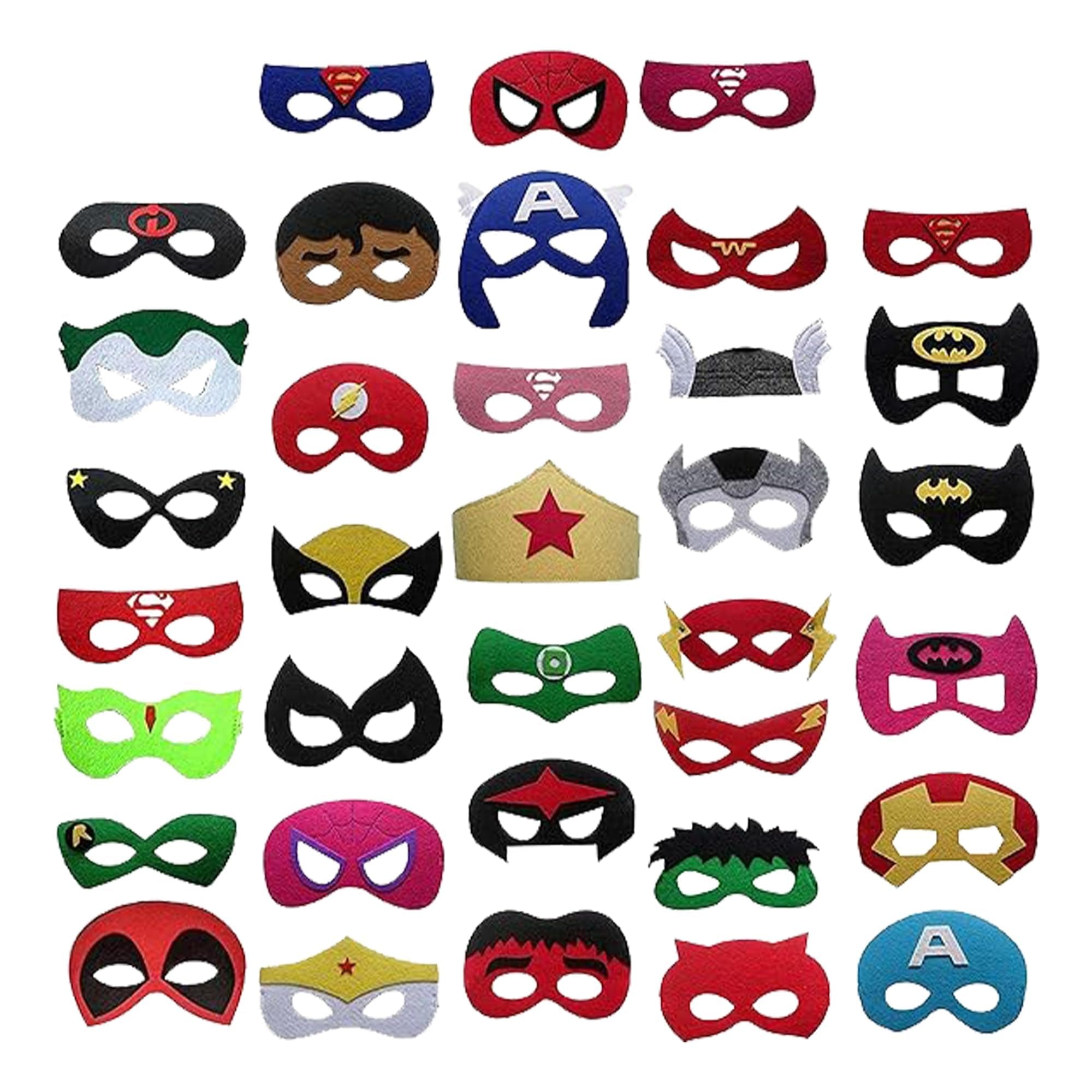 Direct Spech LtdSuperhero Masks For Kids Party 35 Pack, Cosplay Mask With Elastic Bands Fun Superheroes Kids Party Supplies & Spiderman Party Bag Fillers For Kids, Marvel Birthday Masks For Kids