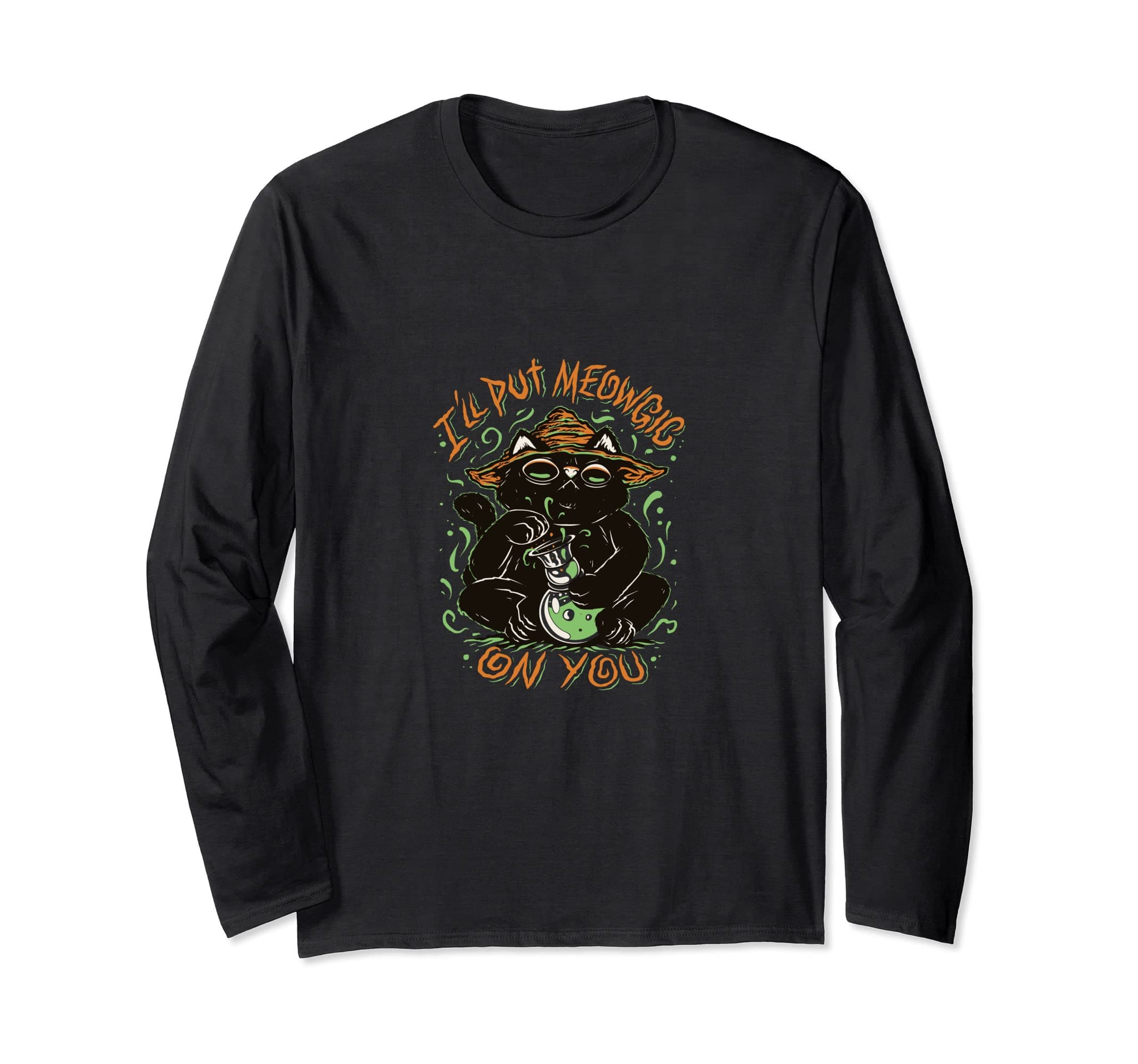 Halloween Witch Cat Long Sleeve T-Shirt