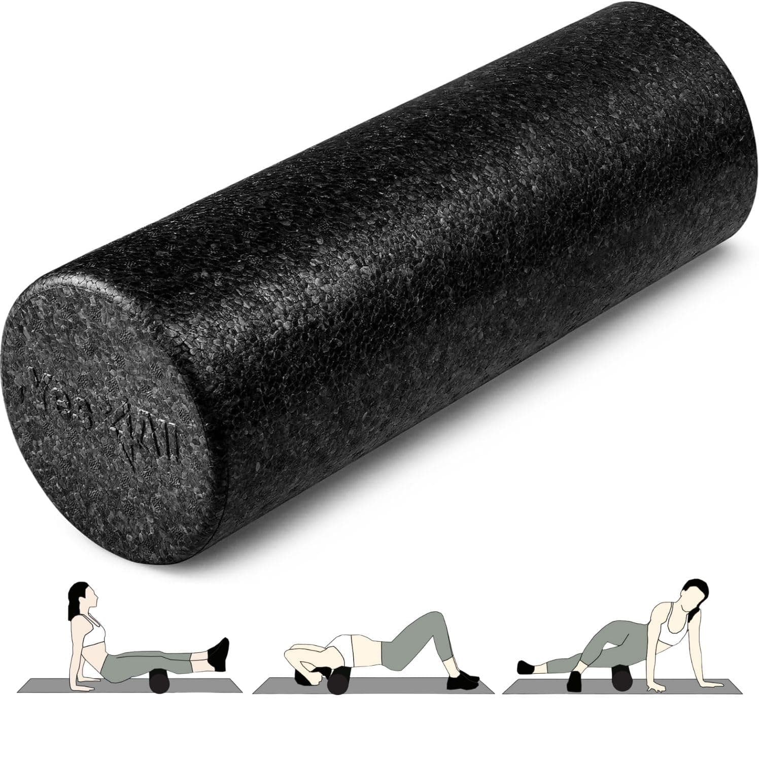 Yes4AllHigh-Density Round Back Roller Foam, Exercise Foam Roller for Yoga, Pilates & Stretching - 12, 18, 24, 36 inch
