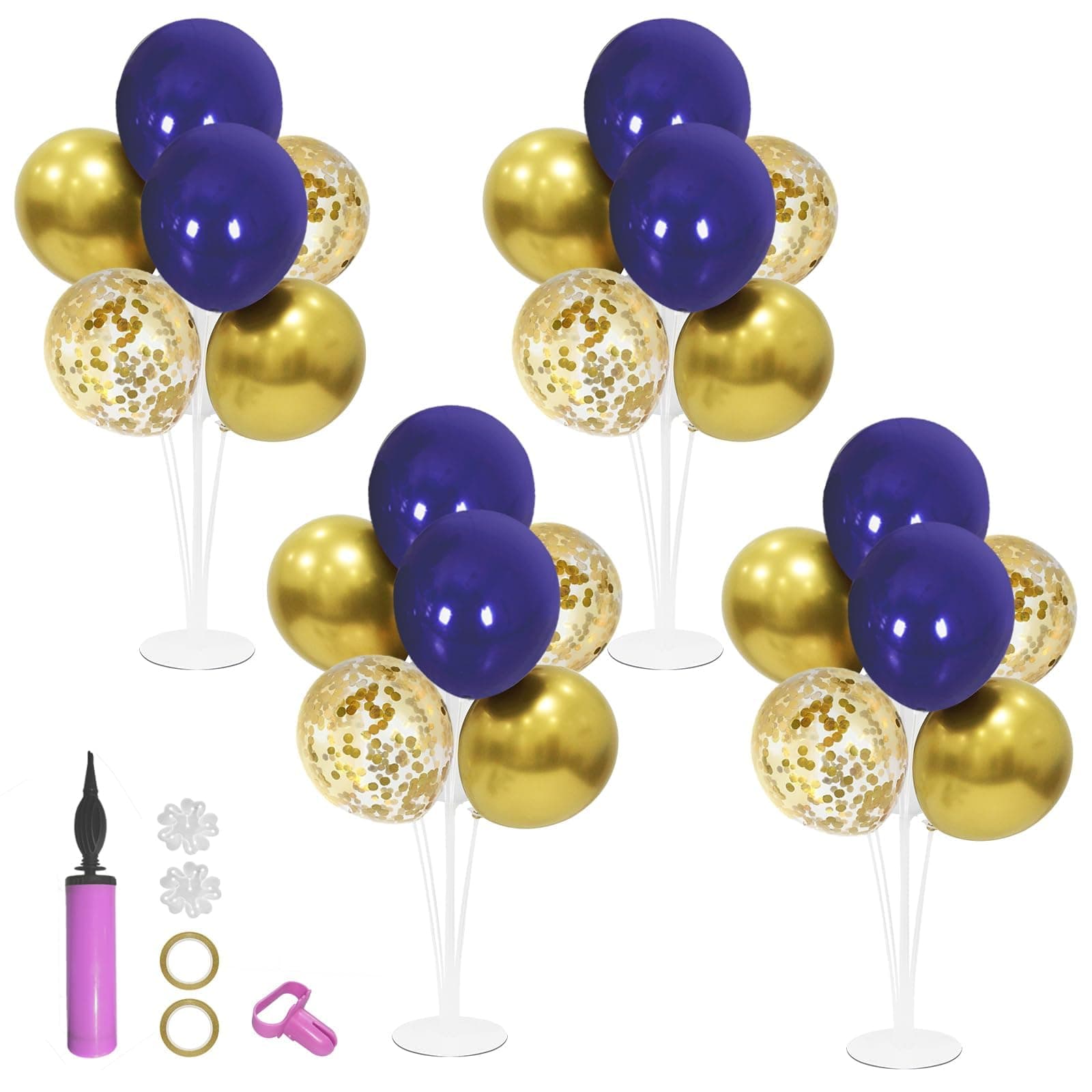 ZJDHPTY Navy Blue and Gold Balloon Stand Navy and Gold Balloons Centerpiece T...