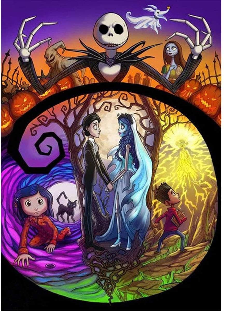 - DIY Diamond Painting Jack and Sally Halloween 12x16Inch, Full Round Drill Kits Nightmare Before Christmas Cross Stitch Mosaic Art for Adults Relax & Home Wall Decor Festival Gift