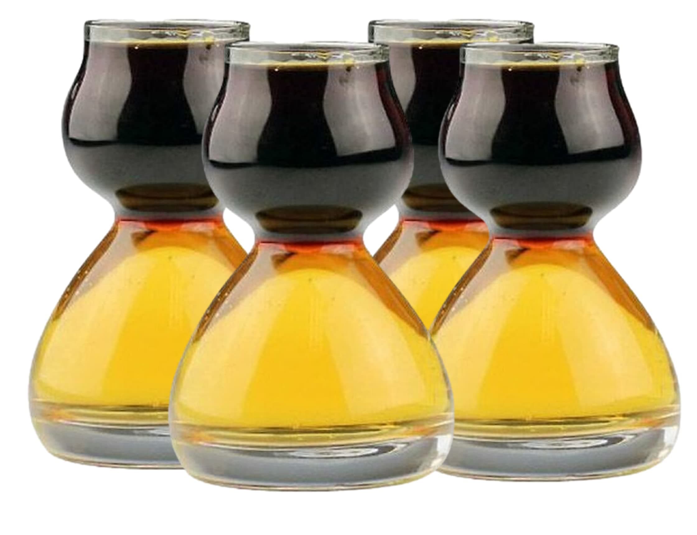 Quaffer Double Bubble Layered Plastic Shot Glass 1.25oz On Top 2.25 oz On Bottom Set Of 4
