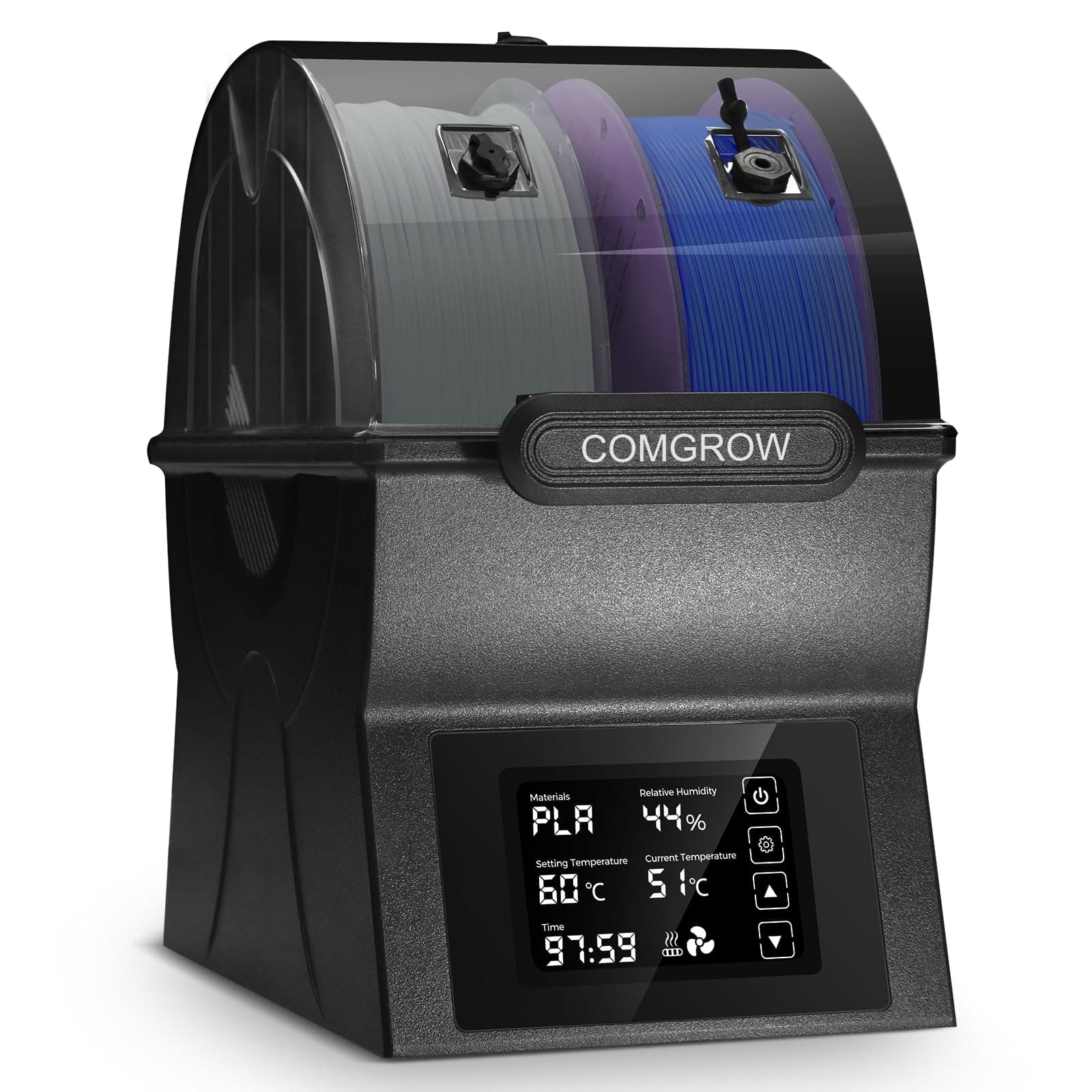 Filament Dryer Box, SH02 Dry Box Filament Sealed Storage Box 3D Printer 2 Spools Holder with PTC Fast Heater, Filament Dehydrator with Touch Screen Compatible with PLA PETG TPU ABS 1.75/2.85mm