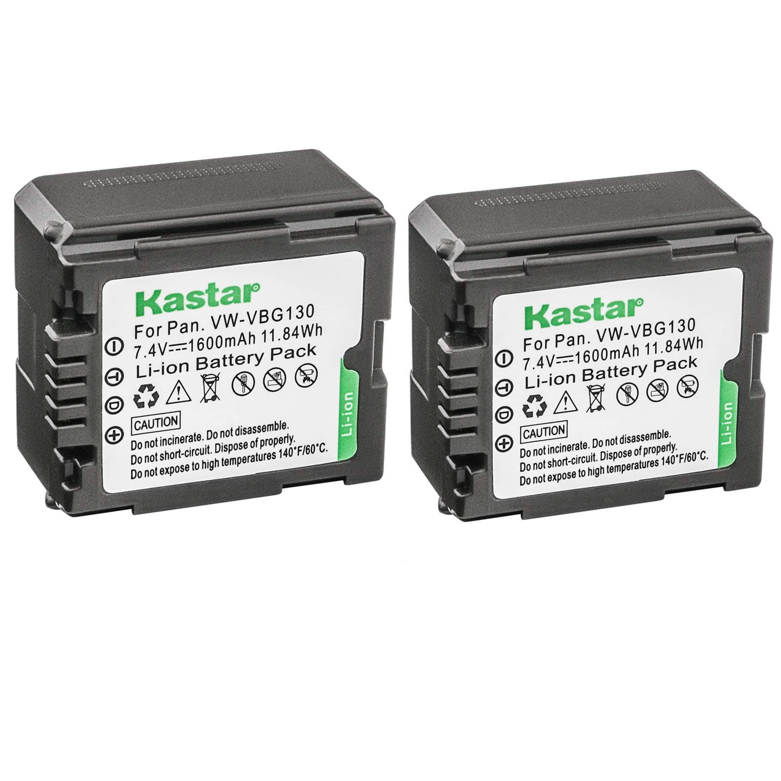 Kastar Battery 2 Pack for Panasonic VW-VBG130 & Panasonic Lumix DMC-L10, HDC-HS250, HDC-HS300, HDC-HS700, HDC-SD10, HDC-SD600, HDC-SD700, HDC-SDT750, HDC-TM10, HDC-TM15, HDC-TM300, HDC-TM700, SDR-H80