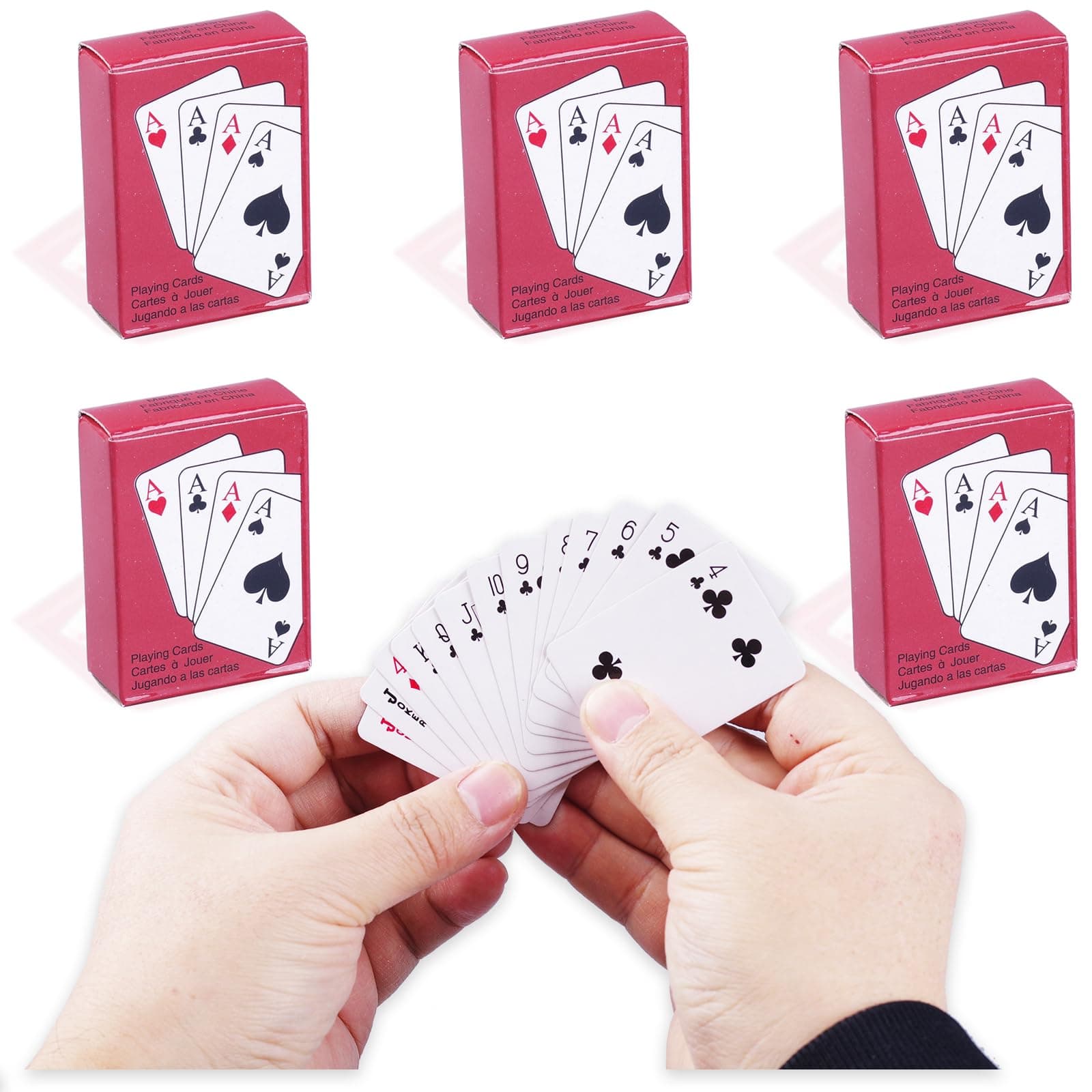 XIUSHUI 5 Decks Mini Playing Cards Party Favor, Miniature Poker Cards Traveling Decks Cards Festival Party Game Supply for Kids and Adults, 2.2 X 1.8 inch