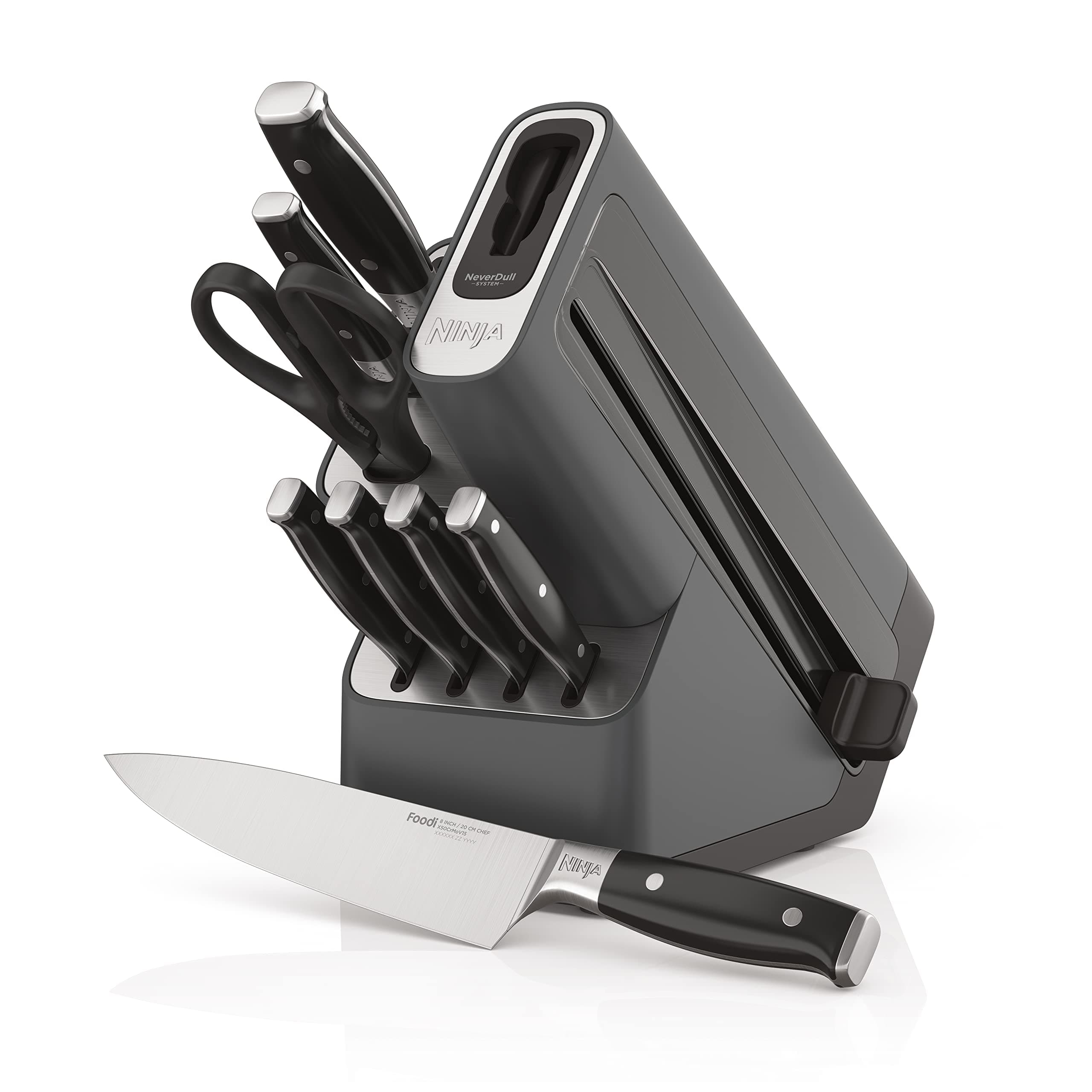 Ninja K32009 Foodi NeverDull Premium Knife System Knife Block 9-Piece Set, Stainless Steel/Black