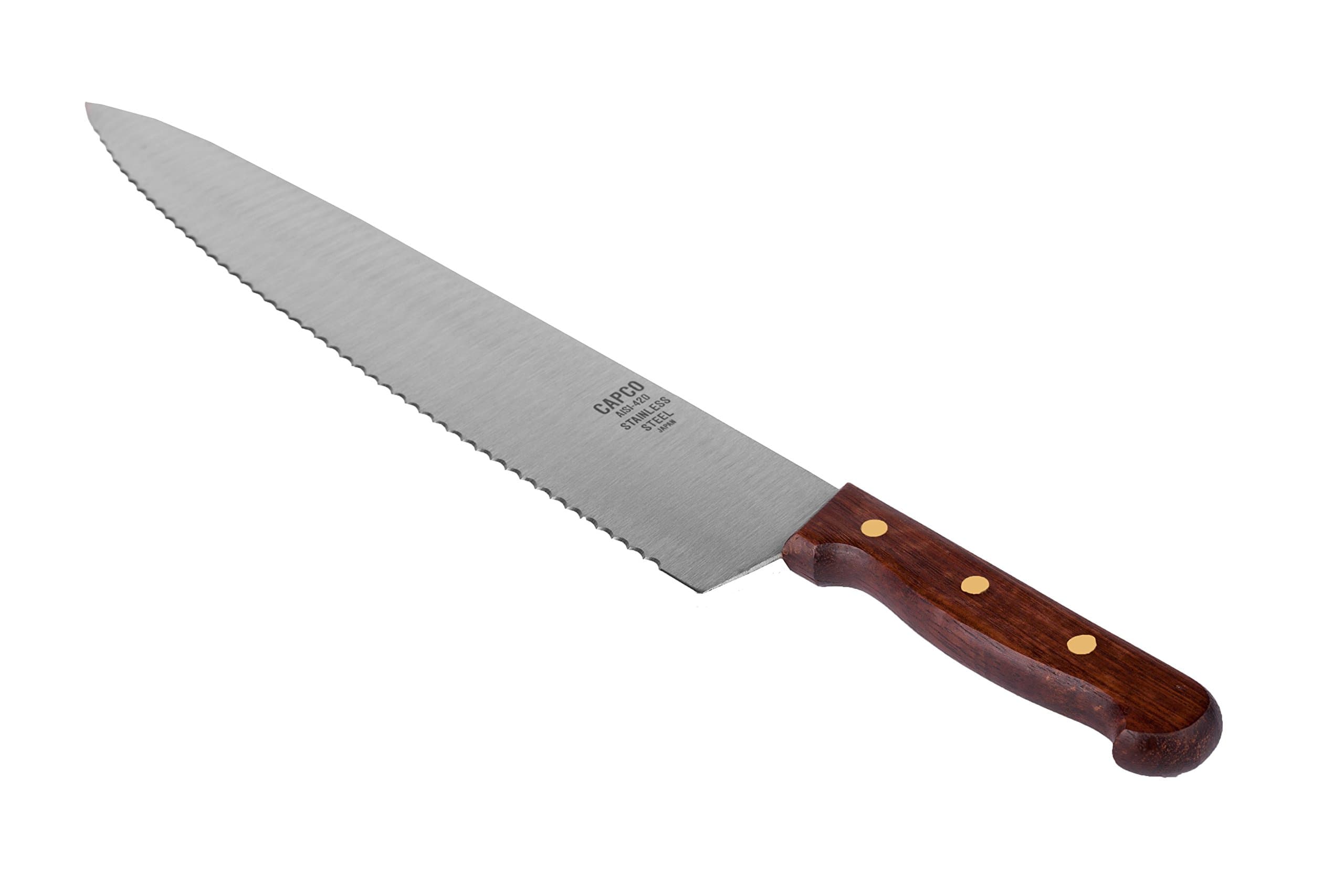 Capco 4212-12, 12-Inch Chef’s Knife with Serrated Edge, Stainless Steel Blade