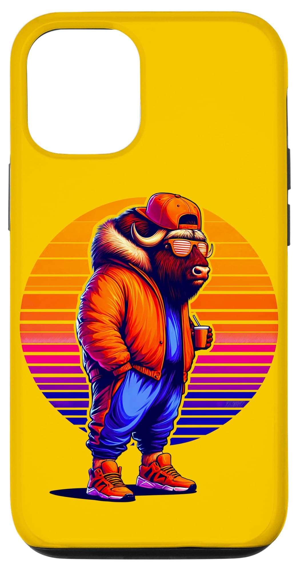 Cool Animals Modern Urban Style Sunset Retro ArtiPhone 15 Pro Cool Musk Ox Modern Urban Style Sunset Retro Art Case