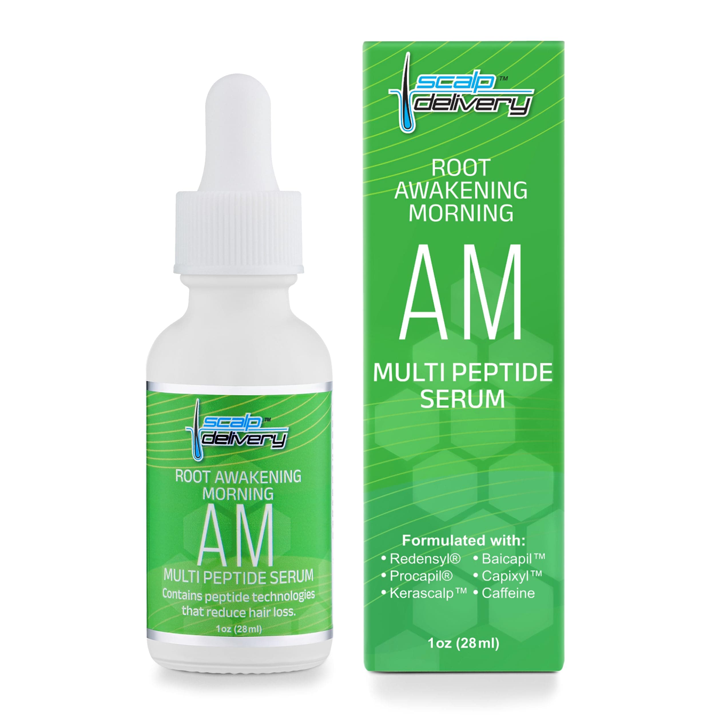 Multi-Peptide Serum for Men & Women - Helps Reduce Hair Loss - Strengthens & Thickens - Plant-Based - Combats Thinning Hair - Healthy Longer Hair - Root Awakening Morning (AM) - 28ml