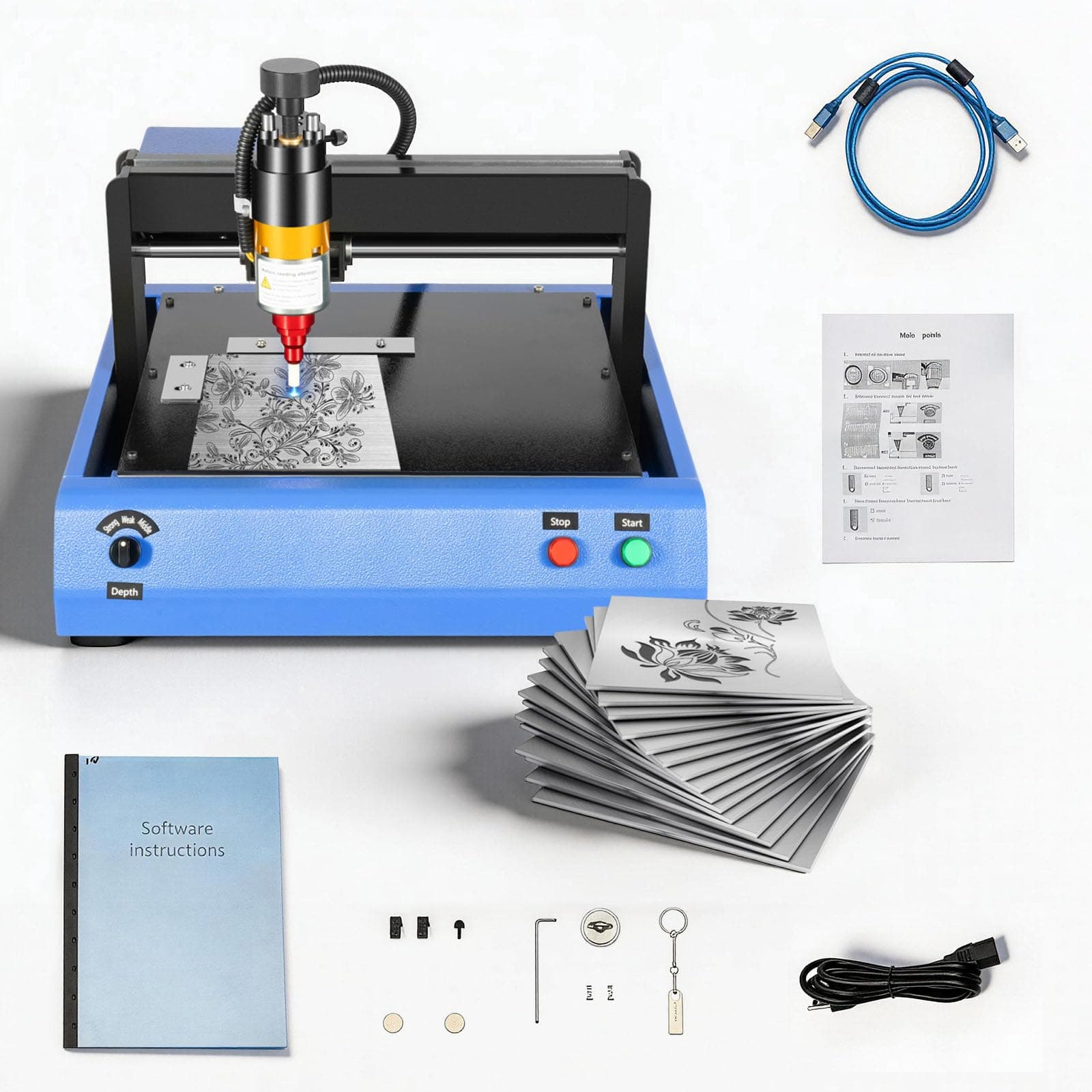 Electric Metal Marking Machine, 110V 400W 200x150MM Dot Peen Metal Engraving Machine Numbers Letter Tag Nameplate Engraver Device with USB Flash Disk for Metal&Steel Signs Marking
