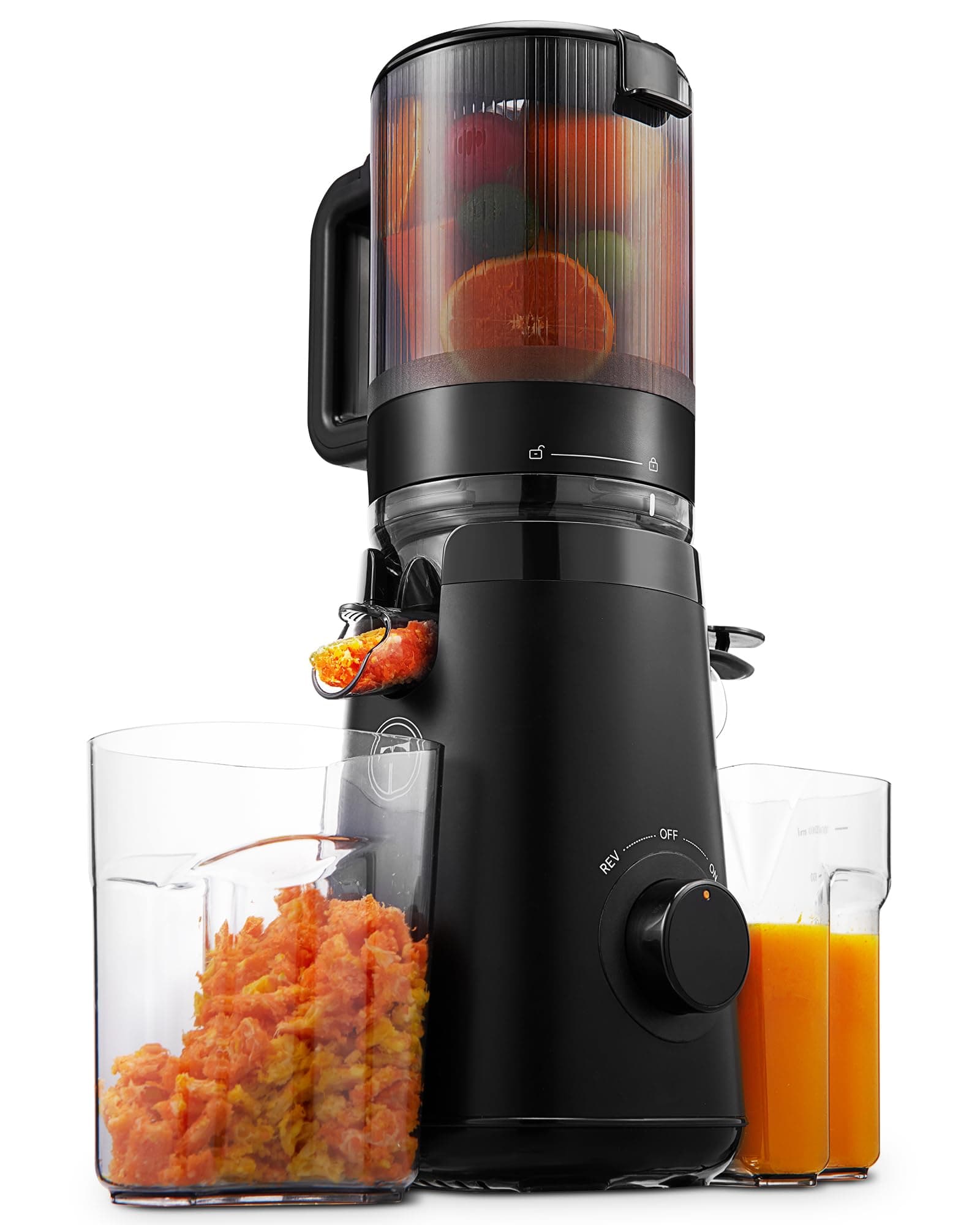 TUUMIIST - Cold press juicer with 5.3" extra large feed channel, fit for whole fruits and vegetables, easy to clean, high juice performance, free of