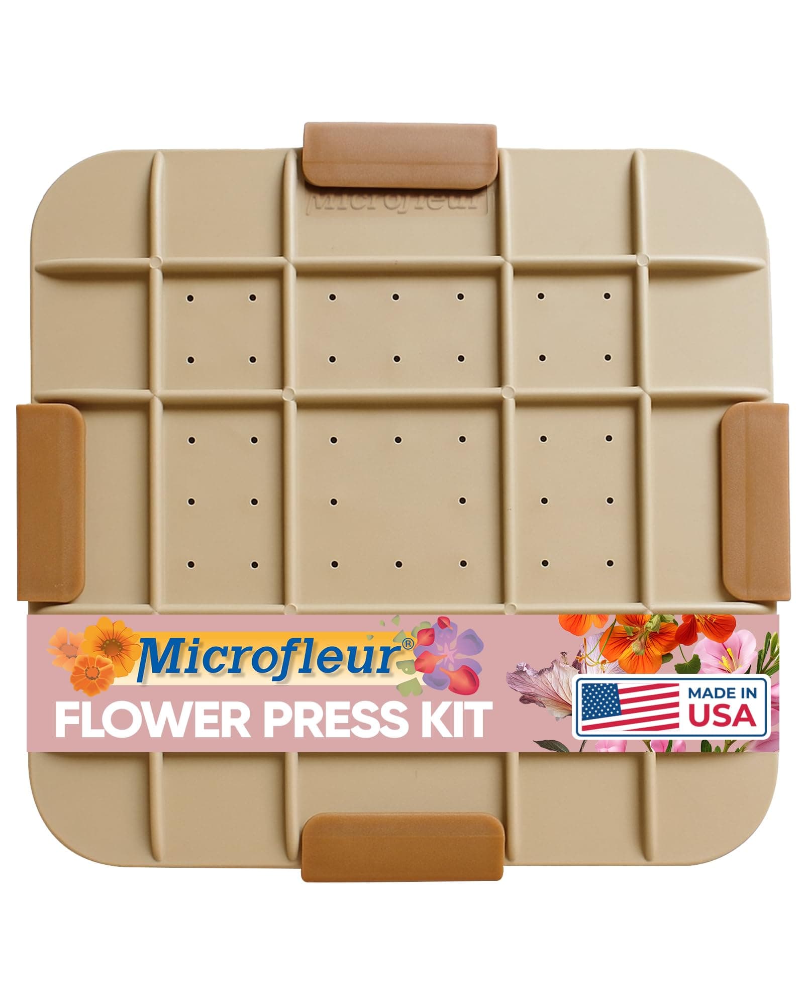 Microfleur Flower Preservation Press Kit, Portable Quick & Easy for Pressed Flowers, Craft Flower Press Kit, Pressing Dry Bouquet & Leaf, Washable Cloth for Lasting Color Fits Most Microwave, 9" 23 cm