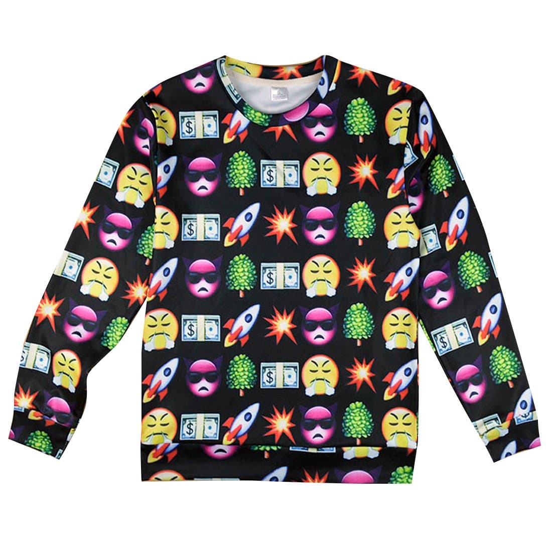 Unisex 3D Sweater Black Emoji Network Expression Sweatshirt T Shirts (S)