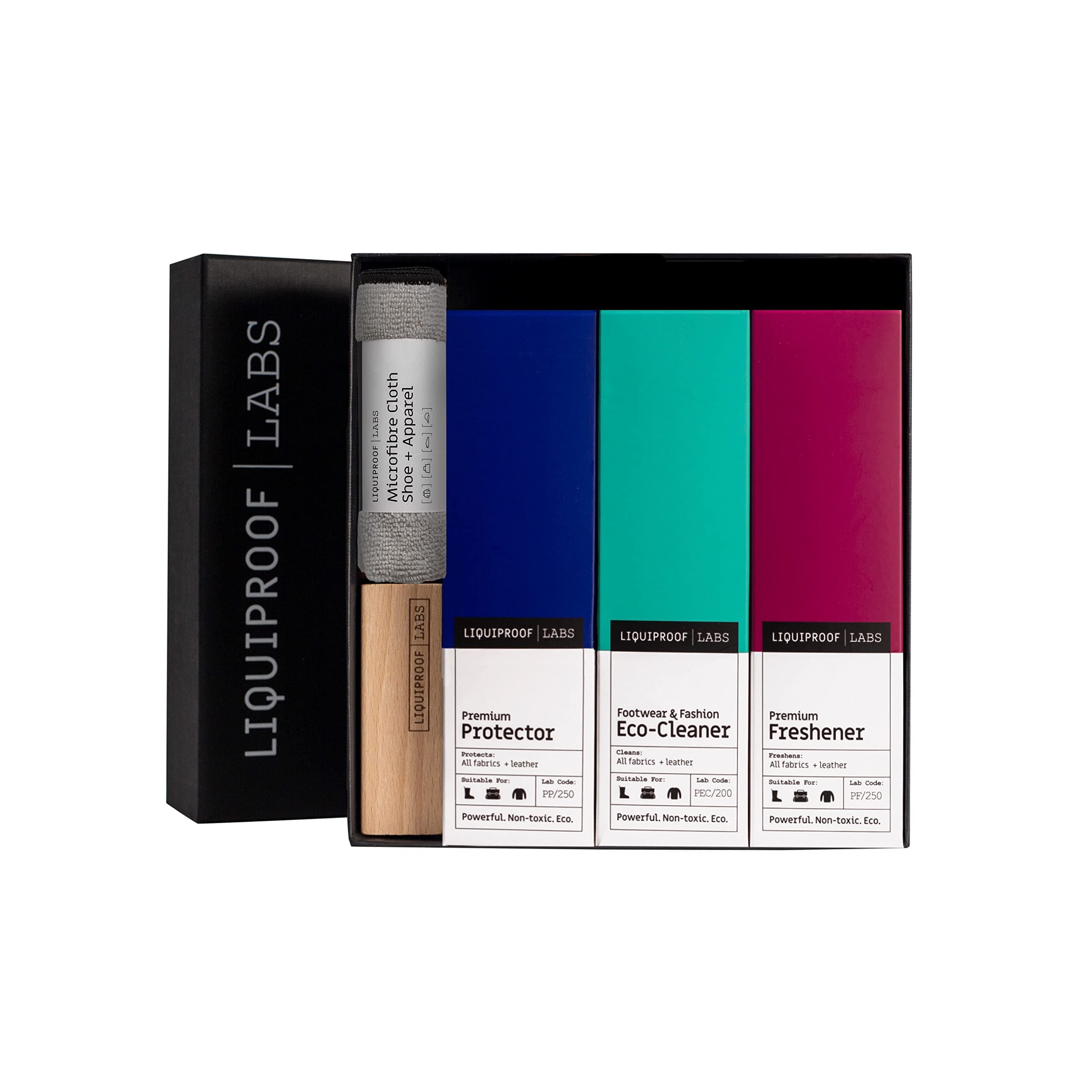 LABS Complete 250 in Gift Box - Shoe care kit with a Protector, Eco Cleaner, Freshener, Vegetable Fibre Brush and Microfibre Cloth. Shoe and Sneaker Care Gift Set