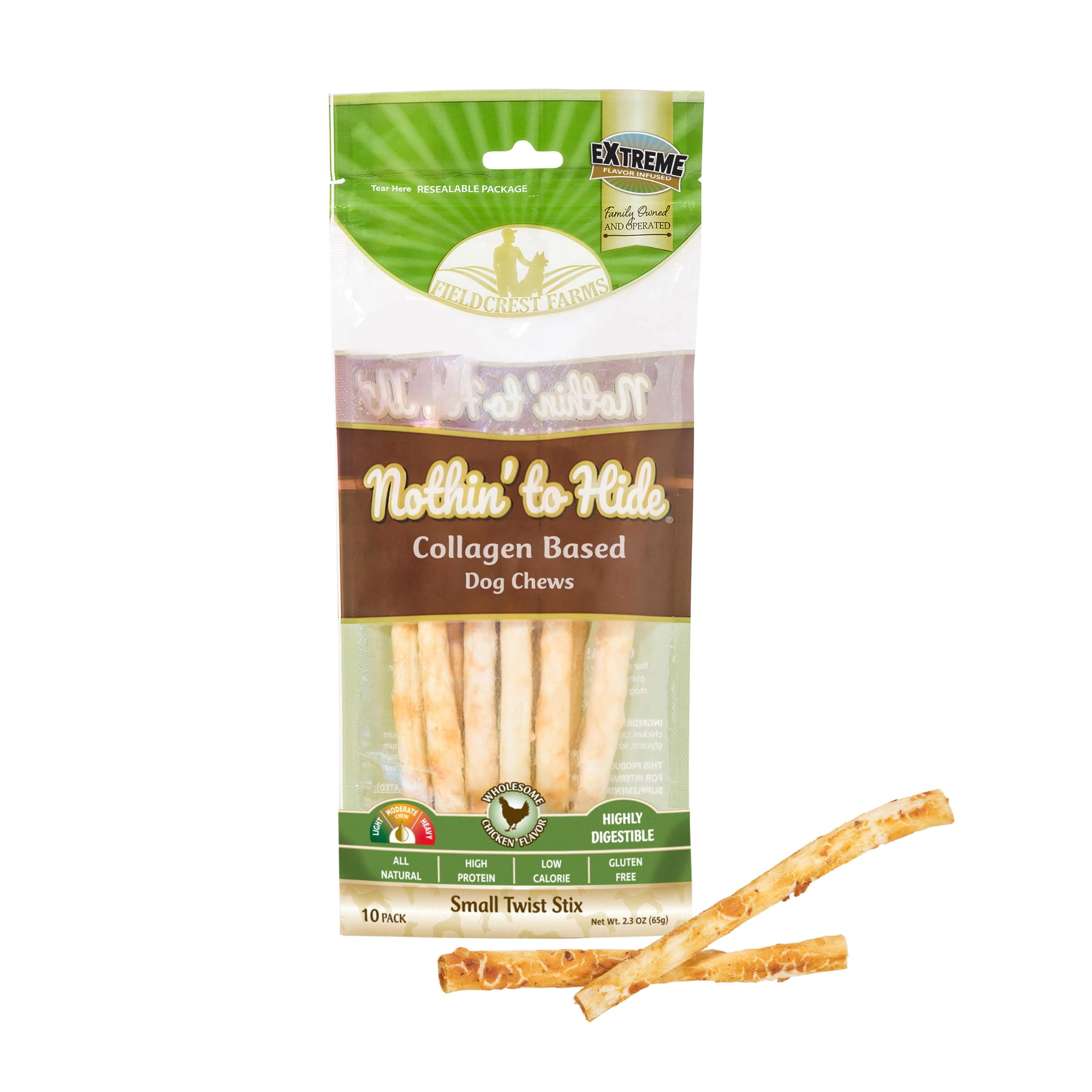 Fieldcrest Farms Nothin to Hide Natural Rawhide Alternative Twist Stix for Dogs