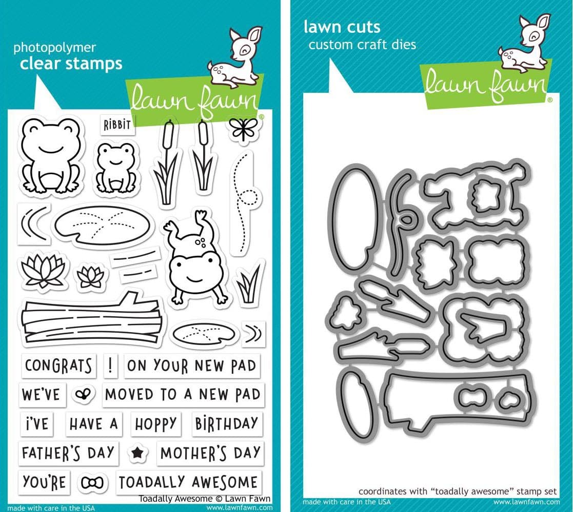 Lawn Fawn Clear Stamp and Coordinating Dies - Toadally Awesome (2 Item Bundle LF1581, LF1582(