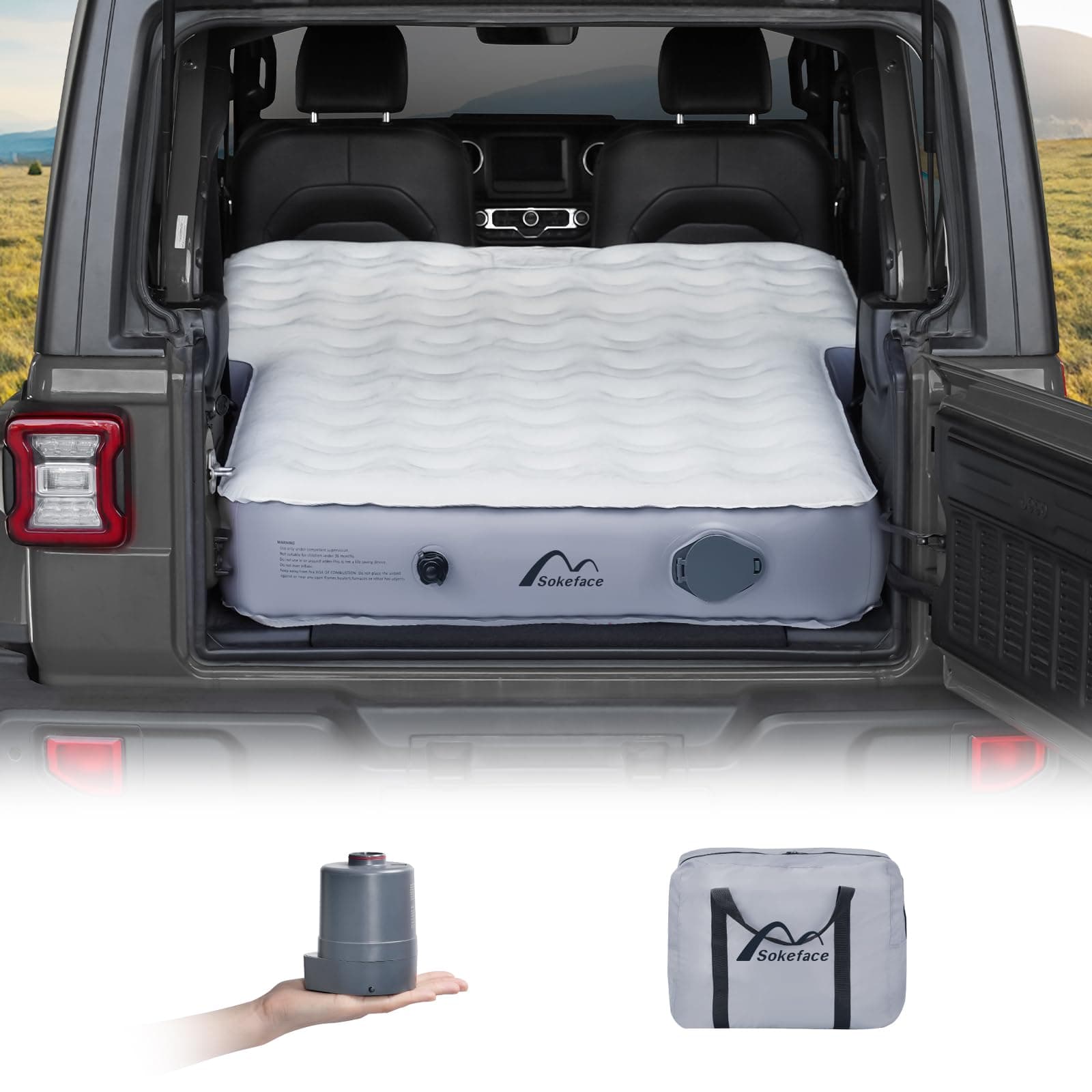 SUV Air Mattress Jeep Wrangler Air Mattress Jeep Mattress with Wireless Air Pump,Car Mattress Jeep Wrangler Bed 10inch SUV Camping Bed for JK JKU JL JLU Unlimited 4 Door