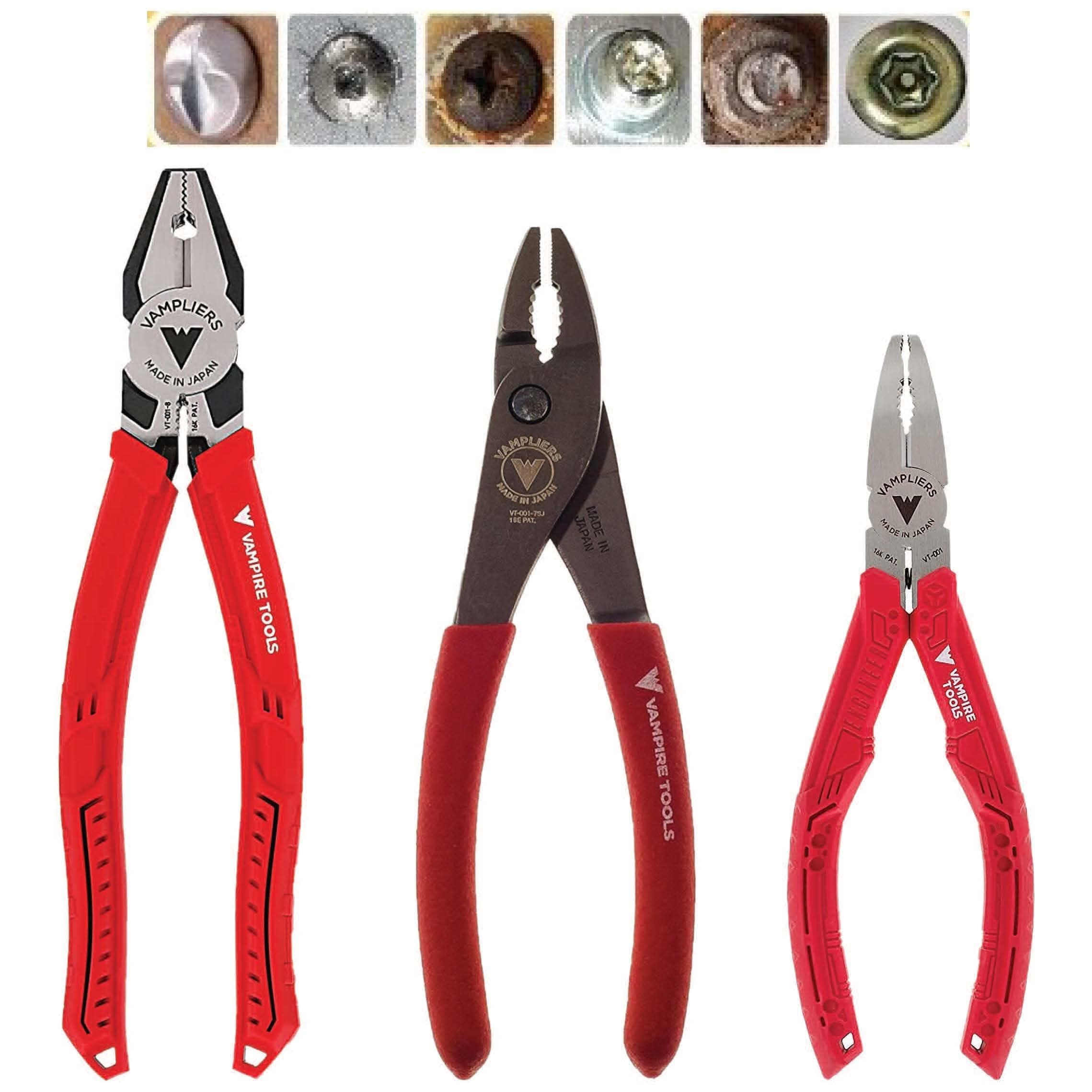 VAMPLIERS Best Made Pliers VT-001-S3B 3-PC Set Security/Specialty/Rusted/Torx/Stripped/Screw Extraction Pliers Makes Best Gift