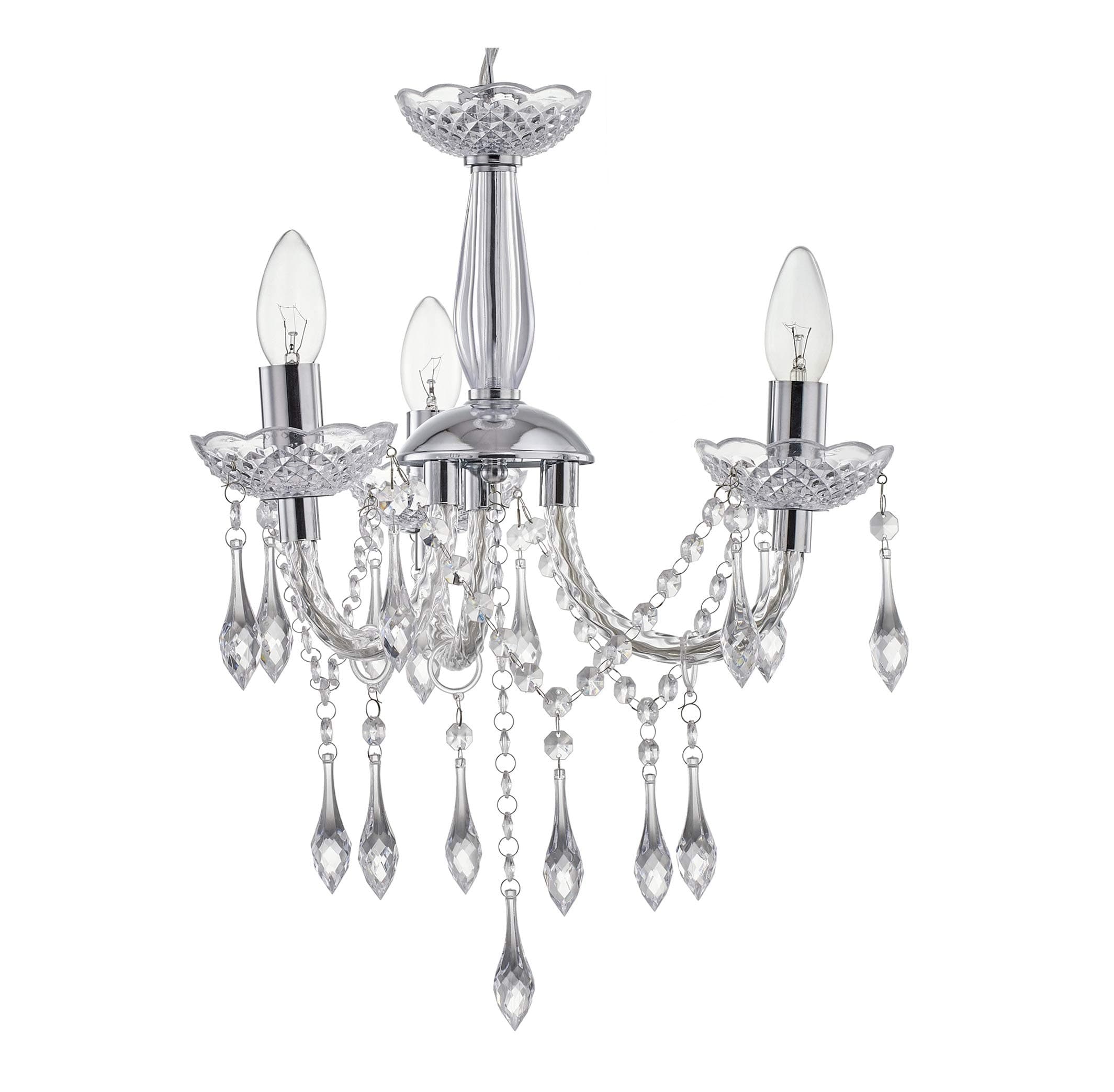 LeeZM Bedroom Crystal Chandelier Ceiling Lights Fitting Silver Chrome Small Hanging Lamp Modern 3 Lights Pendant Light With Acrylic Crystal Droplet For Living Room, Dining Room, Hallway，Kitchen island