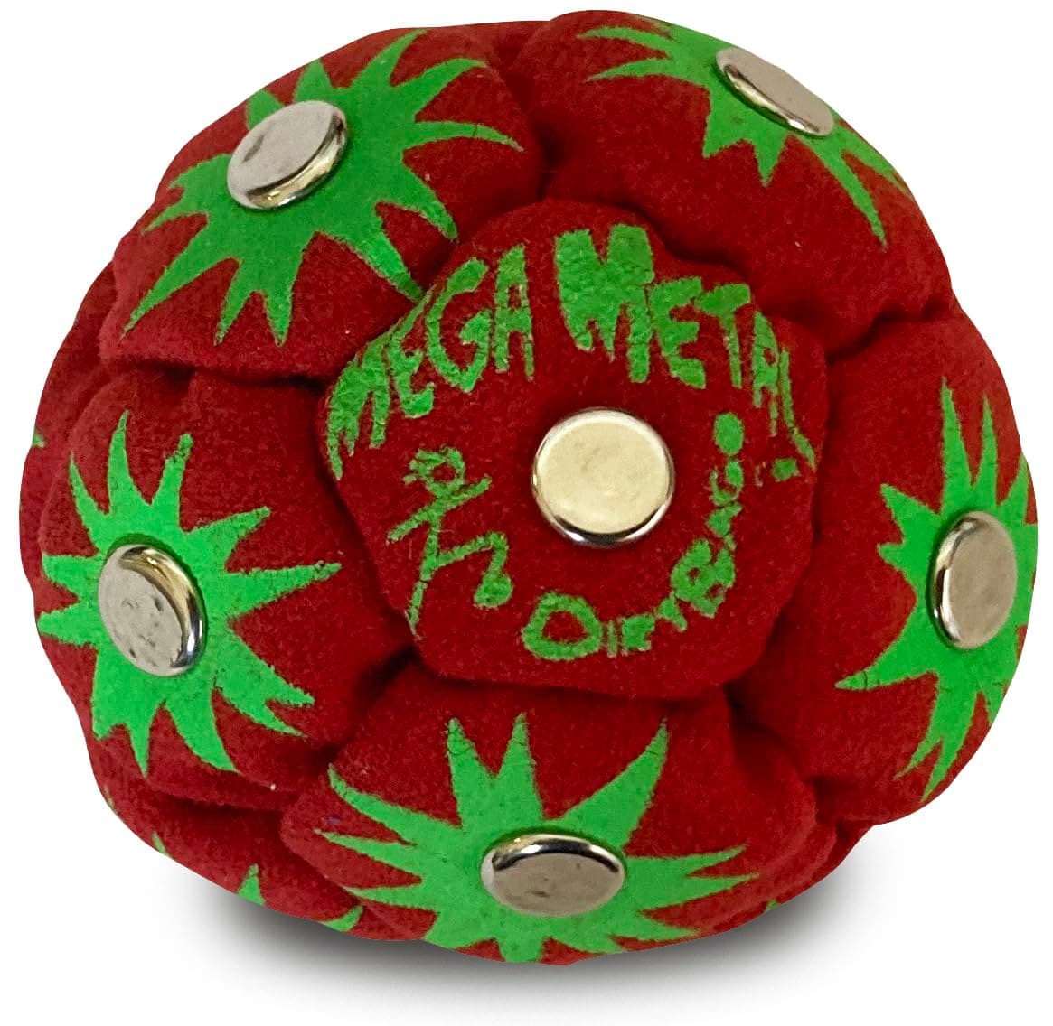 DIRTBAG Mega Metal Footbag, Handmade Footbags, Flying Clipper Original Design, Steel Pellet Blend, Bright Vivid Colors.