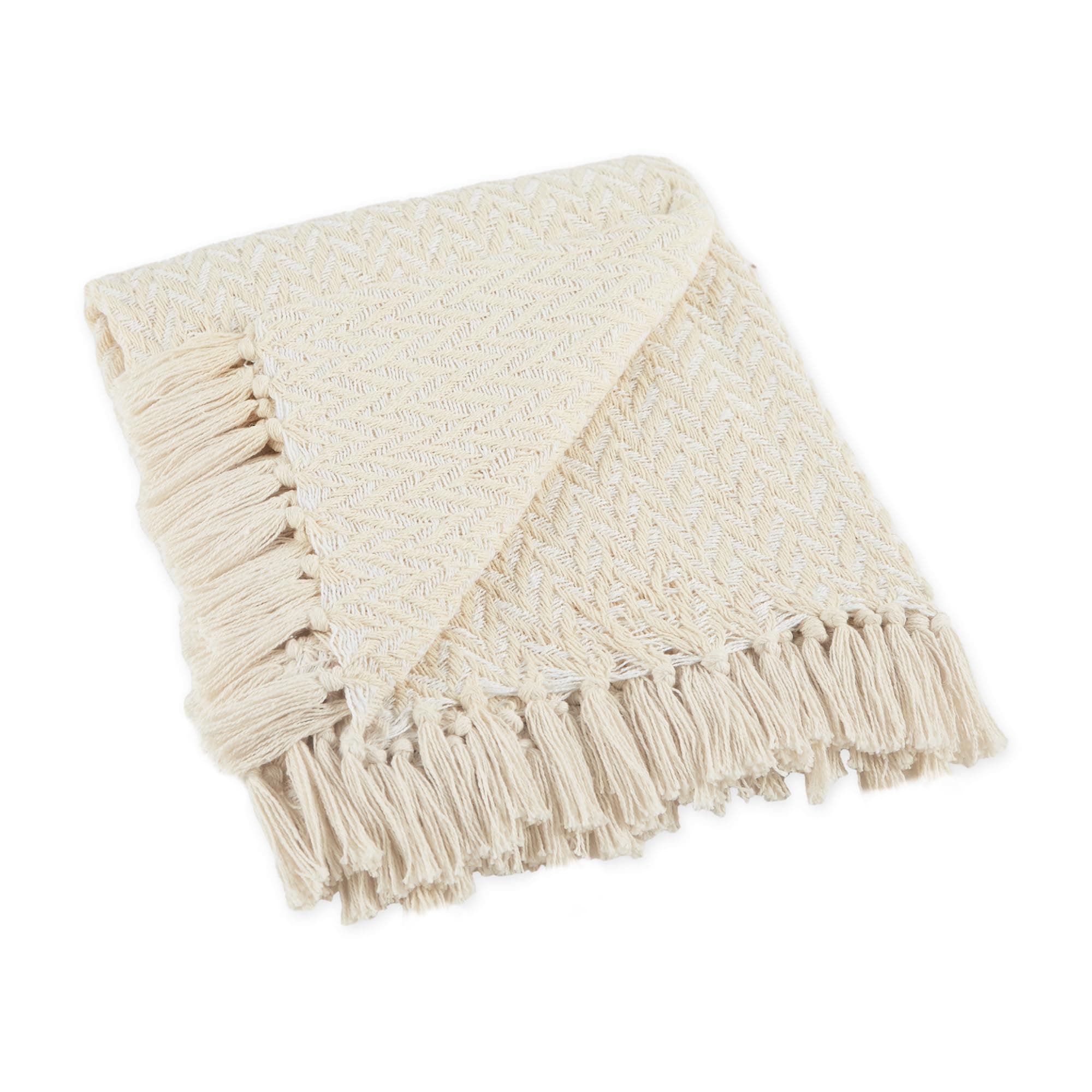 Dii zig zag throw collection modern woven cotton, 50x60, natural