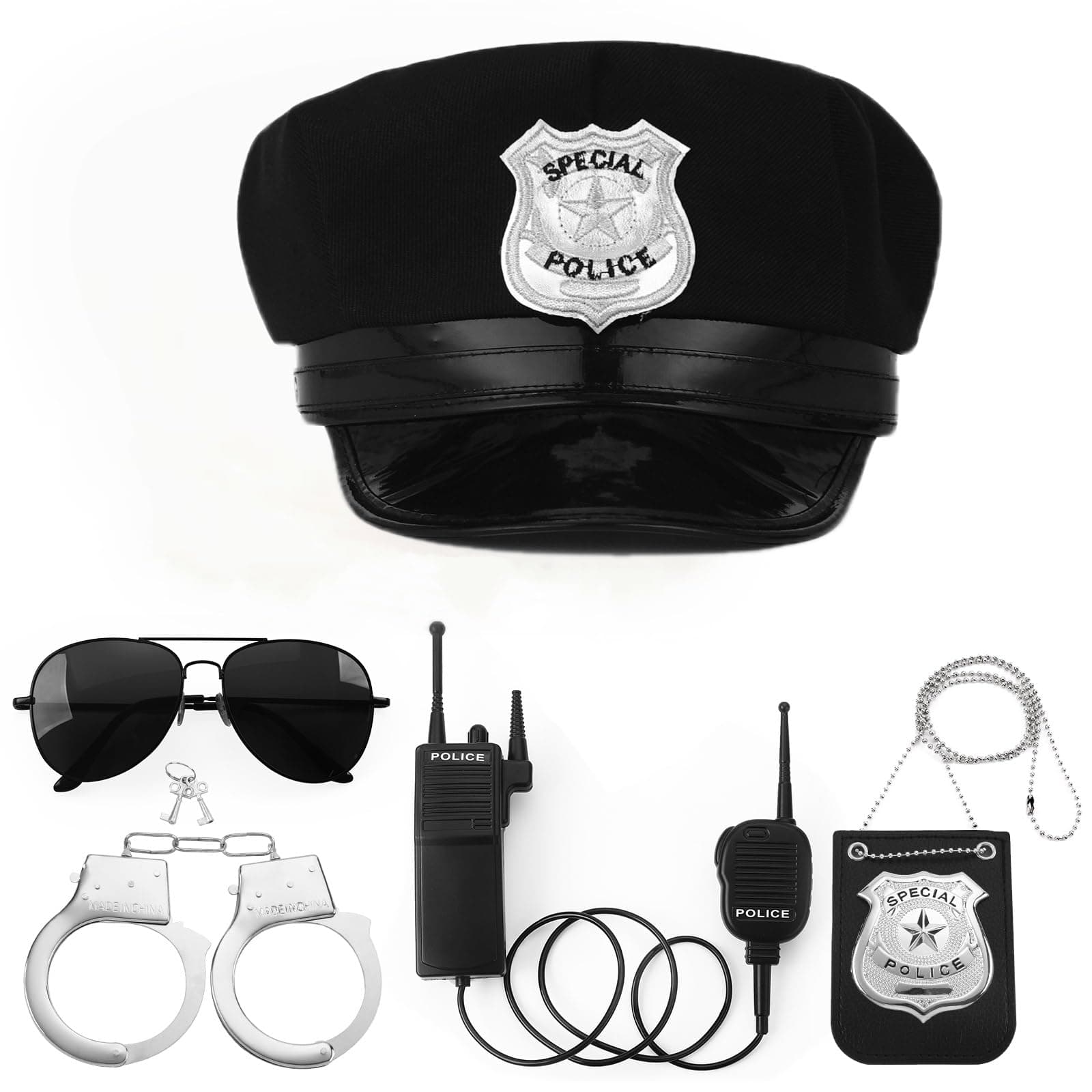 Police Costume Accessories Adjustable Cop Hat for Adults Boys Girls Police Officer Theater Dress Up Theme Party