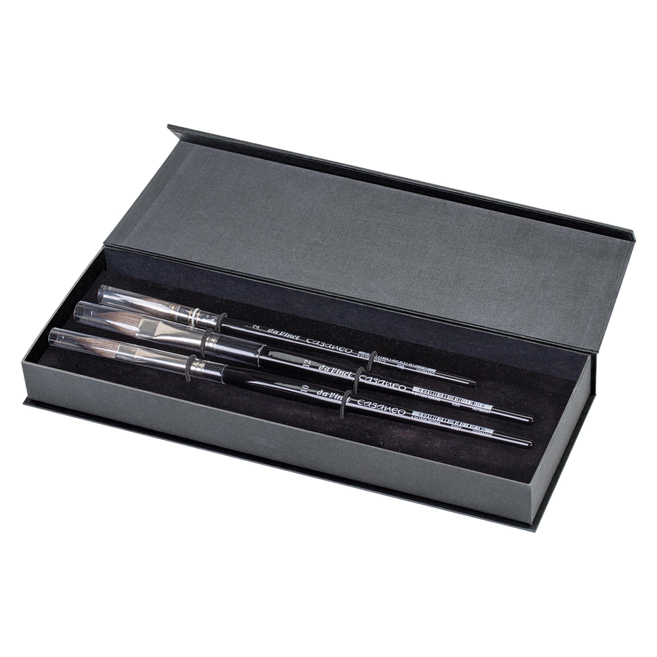 Brushes Watercolor Brush Set, Black, Quill Size 2, Slant Size 10, Oval Size 12