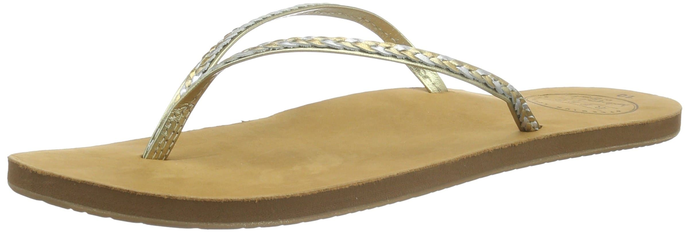 Reef Leather Uptown Braid Champagne Womens Flip-Flop Size