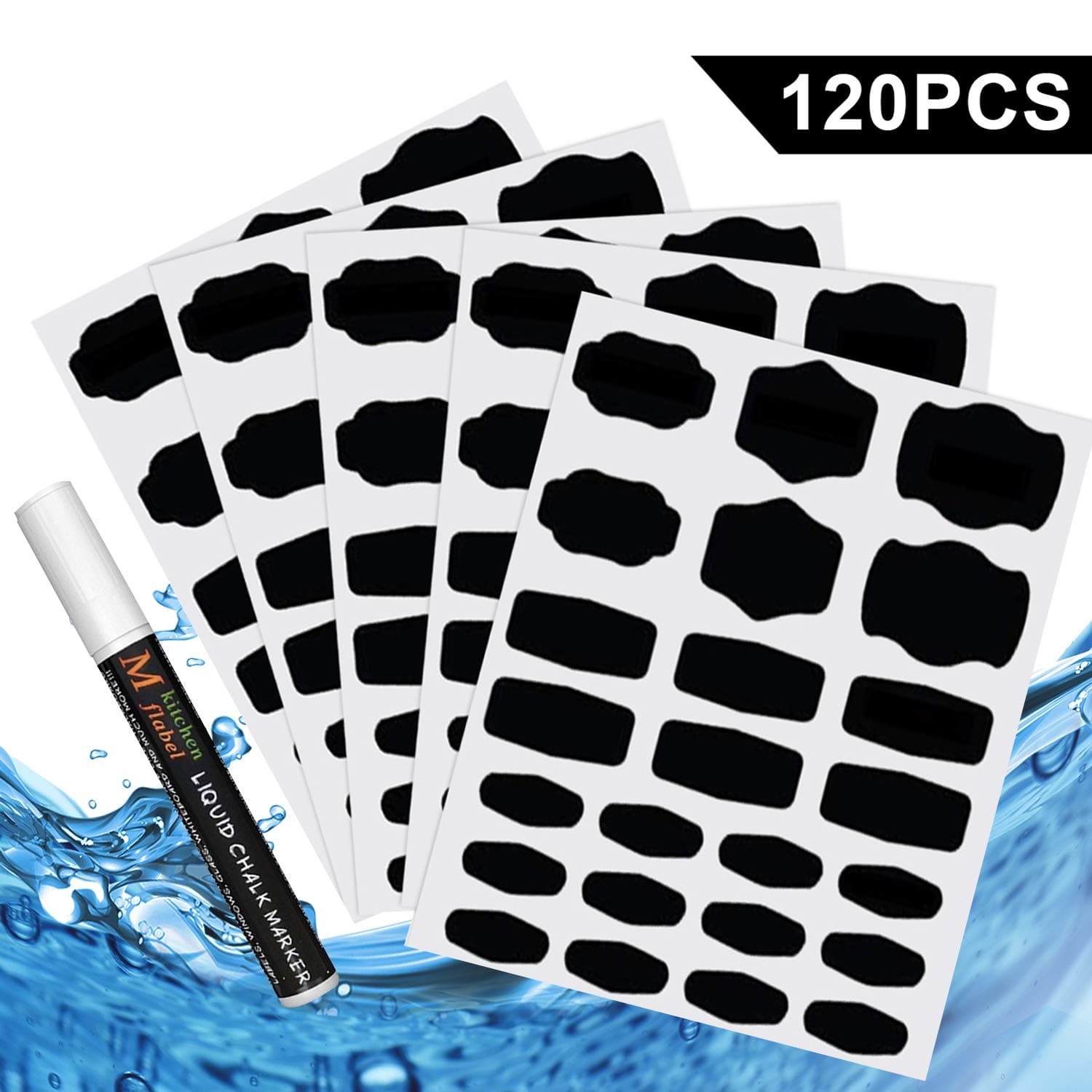 Soneer Chalkboard Labels,120 pcs Waterproof Chalkboard Stickers with Chalk Marker for Mason Jars and Condiment Bottles - Organize Your Pantry Storage & Office.